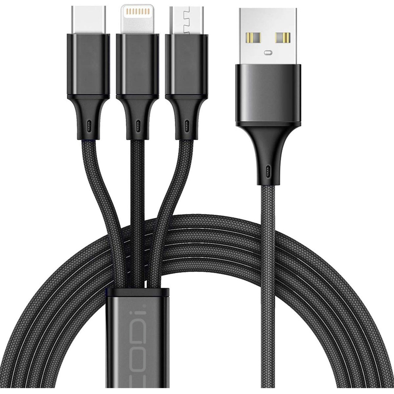 CODi A01068 USB Fast Multi Charging Cable, 4 ft, Tangle-free, for Camera, Wireless Headphone, Mobile Phone, Tablet