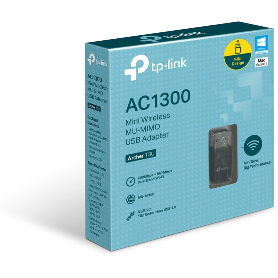 TP-Link Archer T3U AC1300 Mini Wireless MU-MIMO USB Adapter, Dual Band, 1.27 Gbit/s