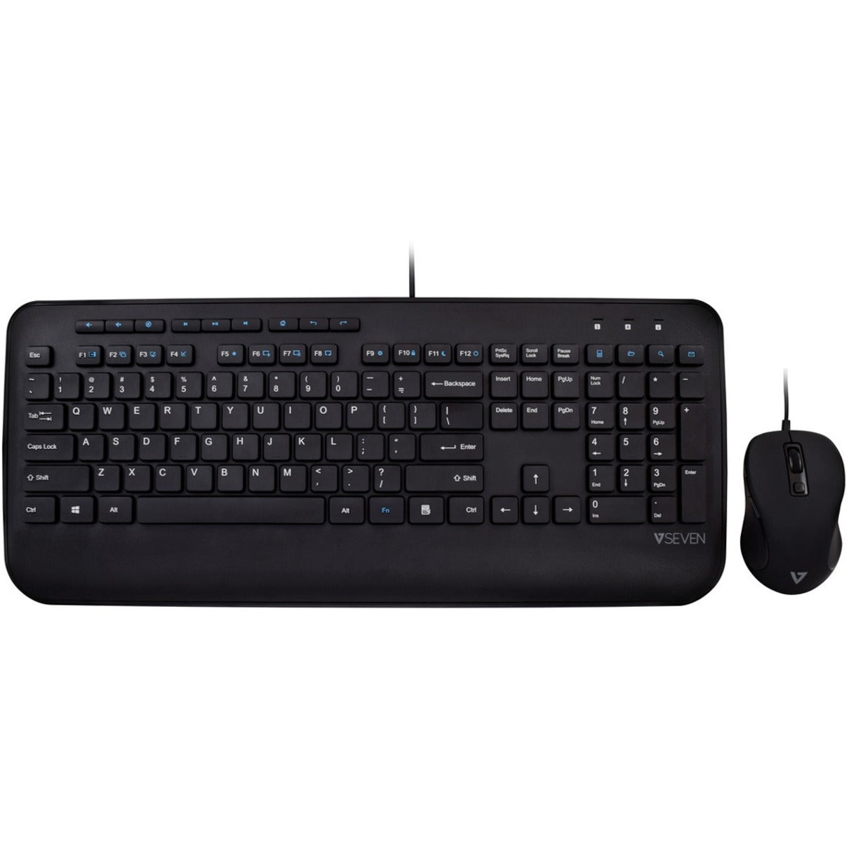 V7 CKU300US Professional USB Multimedia Keyboard Combo, Low-profile Keys, Adjustable Tilt, Palm Rest