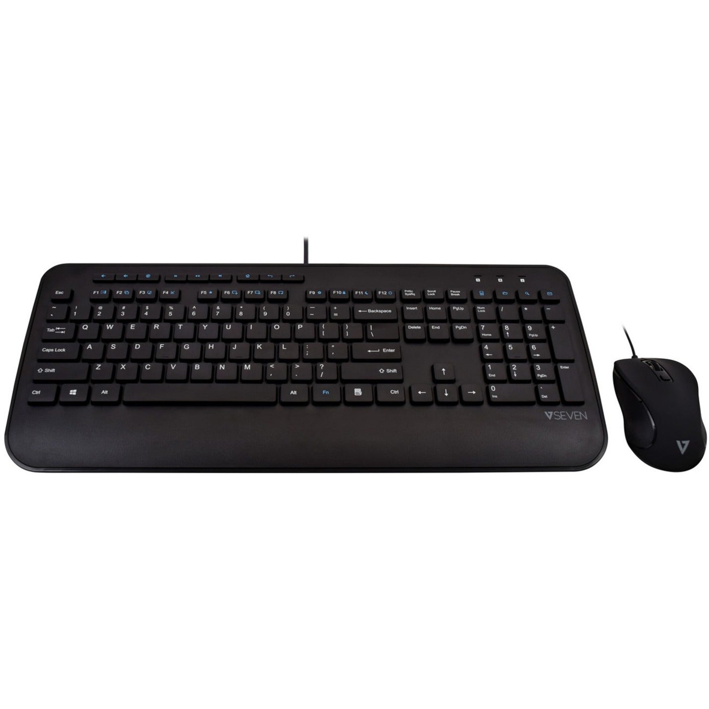 V7 CKU300US Professional USB Multimedia Keyboard Combo, Low-profile Keys, Adjustable Tilt, Palm Rest
