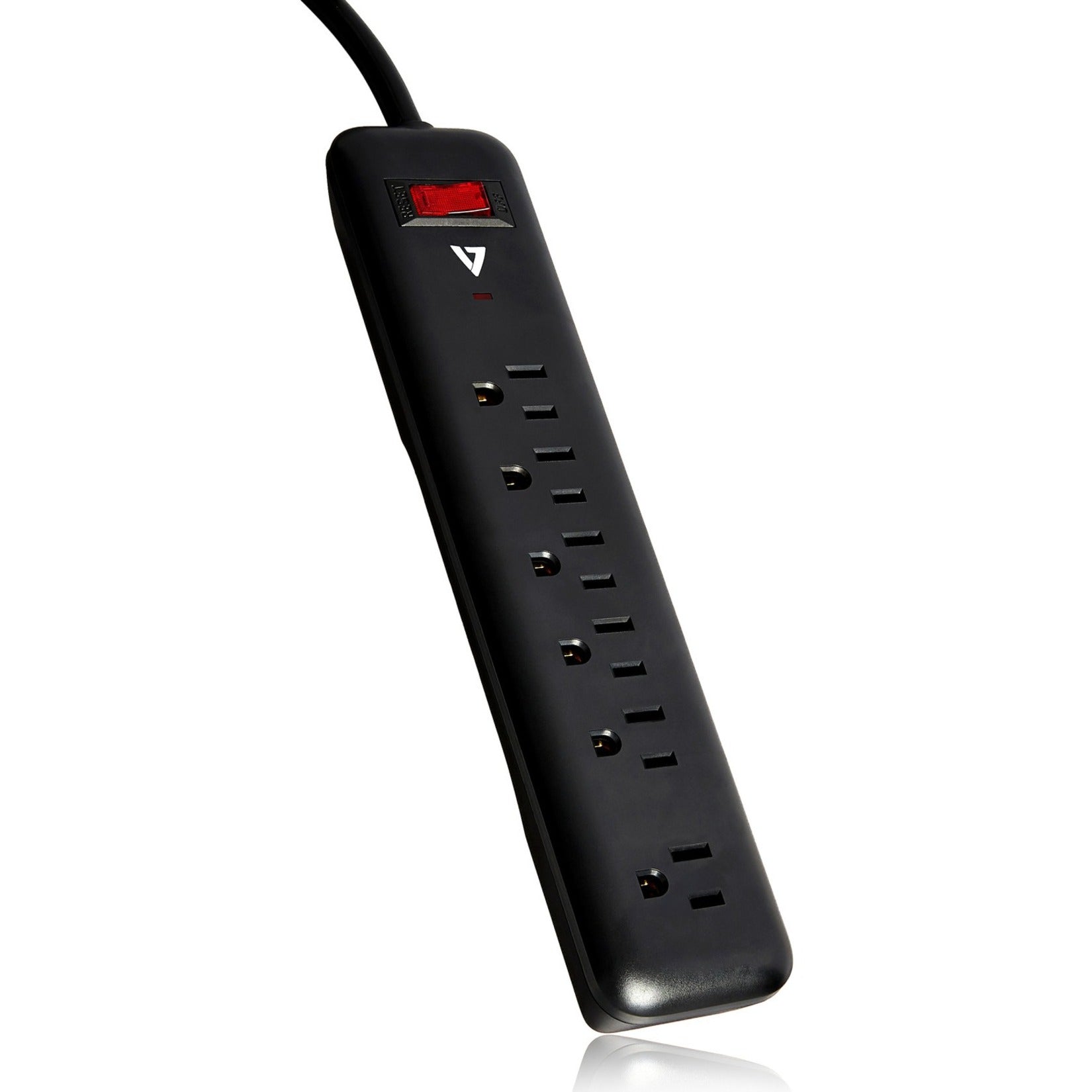 V7 SA0614B-9N6 6-Outlet Home/Office Surge Protector, 900 Joules - Black