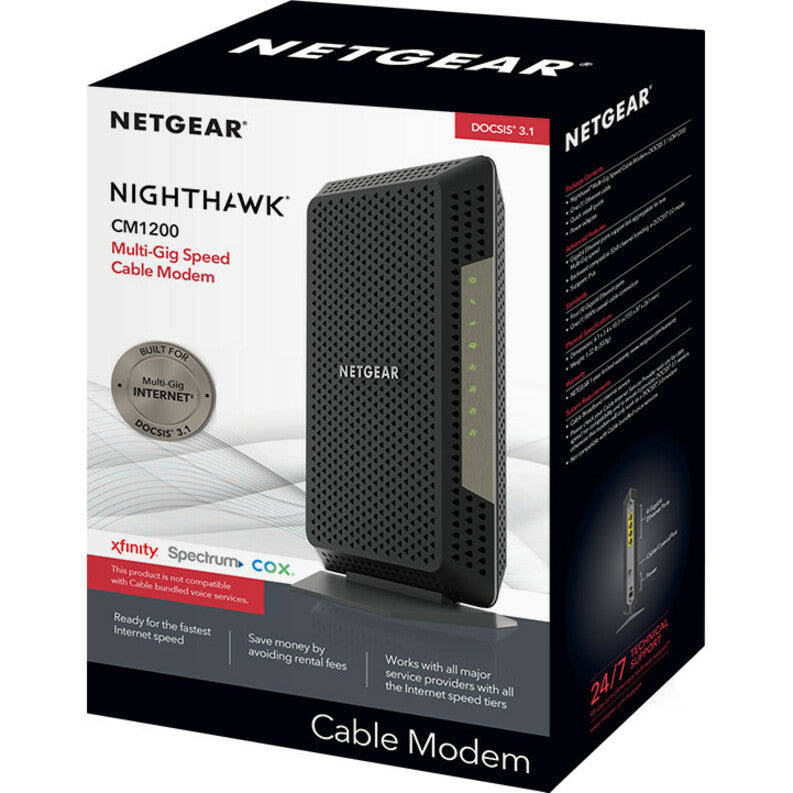 NETGEAR CM1200-100NAS Nighthawk DOCSIS 3.1 WiFi 32x8 Cable Modem, High-Speed Internet Connection