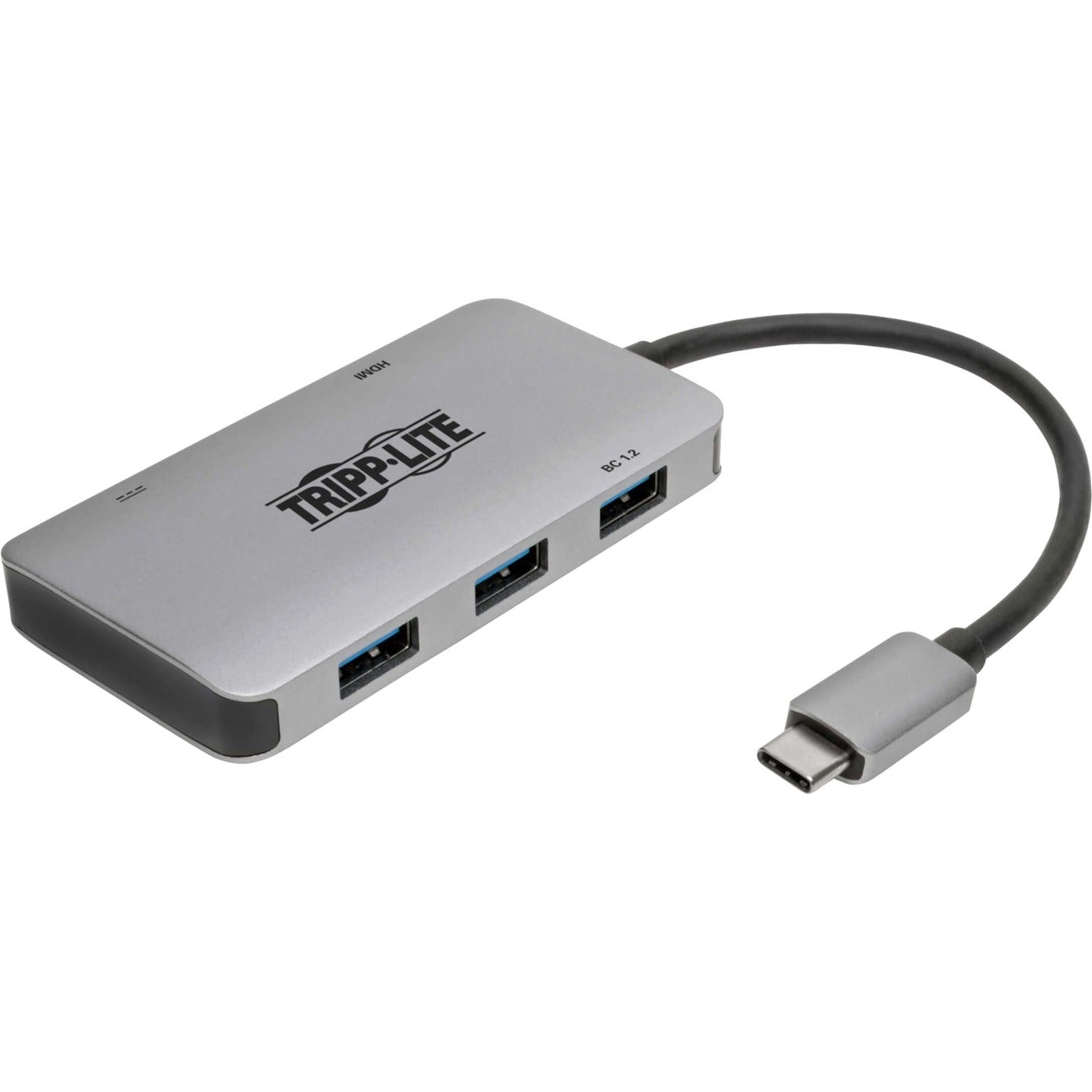 Tripp Lite U444-06N-H3U-C USB 3.1 C Adapter with PD Charging, Gray - HDMI/USB A/V Adapter