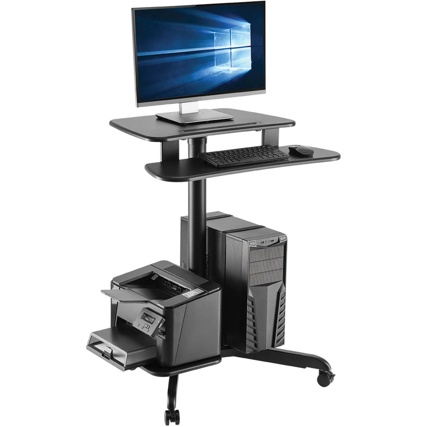 Tripp Lite WWSSRDSTC Rolling Desk TV/Monitor Cart - Height Adjustable, Locking Casters, Silver/Black