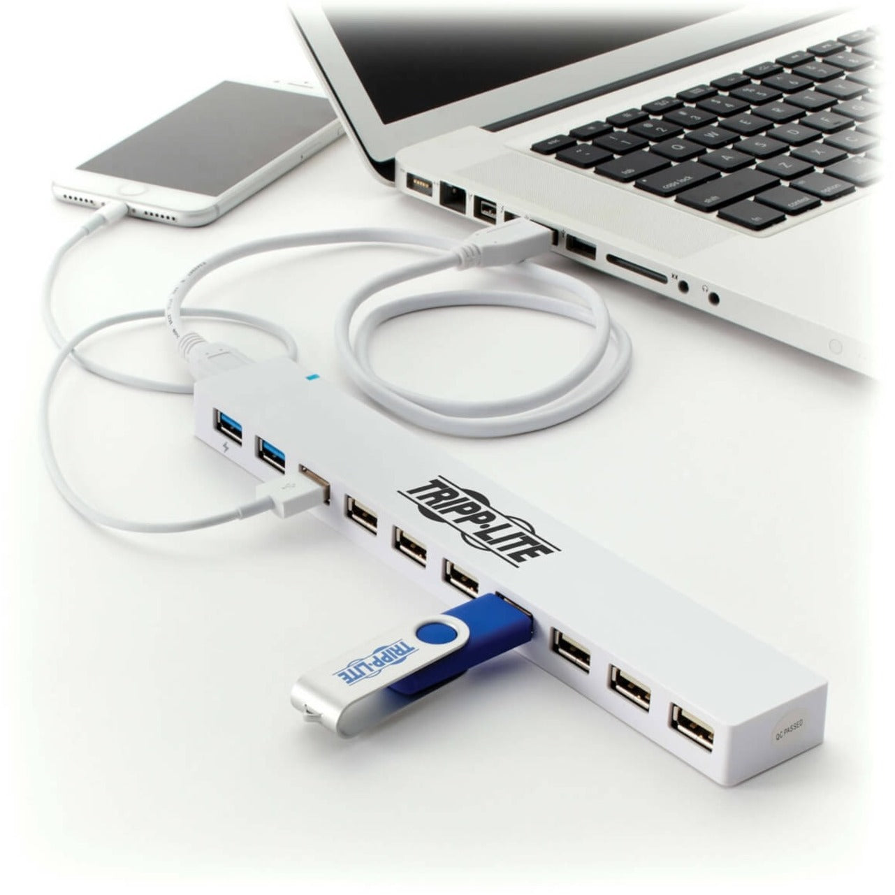 Tripp Lite U360-010C-2X3 10-Port USB Hub, 2 USB 3.0, 8 USB 2.0, White
