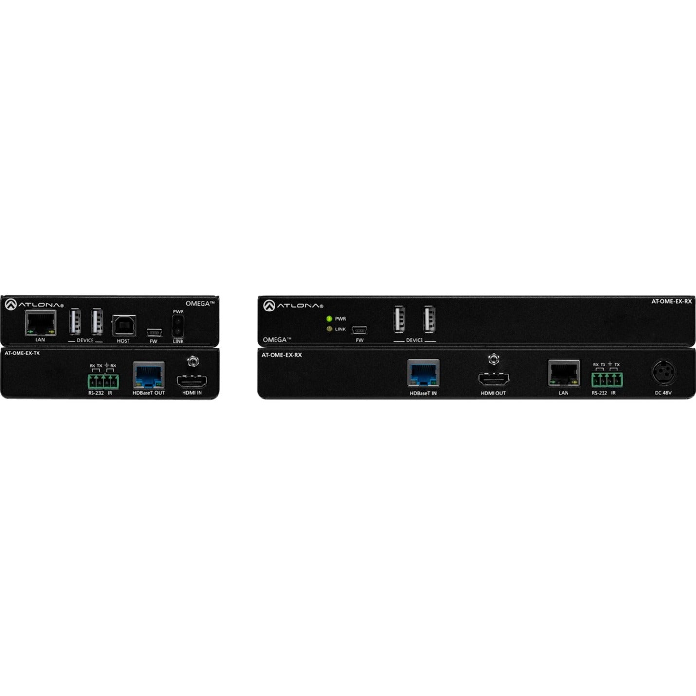 Atlona AT-OME-EX-KIT HDBaseT TX/RX for HDMI with USB, 4K Video Extender Transmitter/Receiver