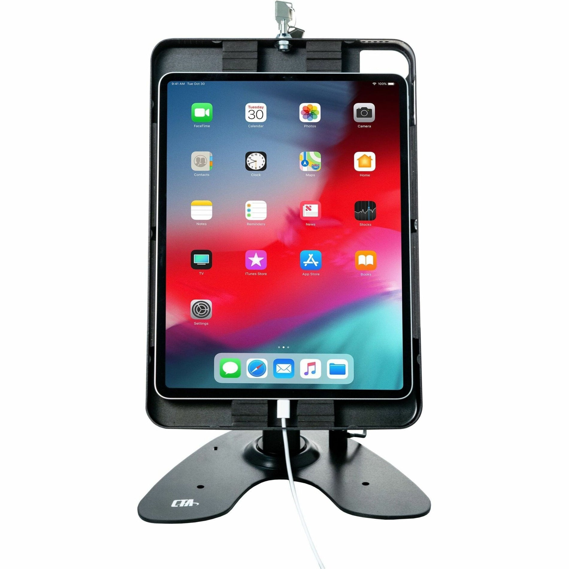 CTA Digital PAD-ASK13B Dual Security Kiosk Stand for 12.9-inch iPad Pro (Gen. 3), Anti-theft, Adjustable Angle, Cable Management
