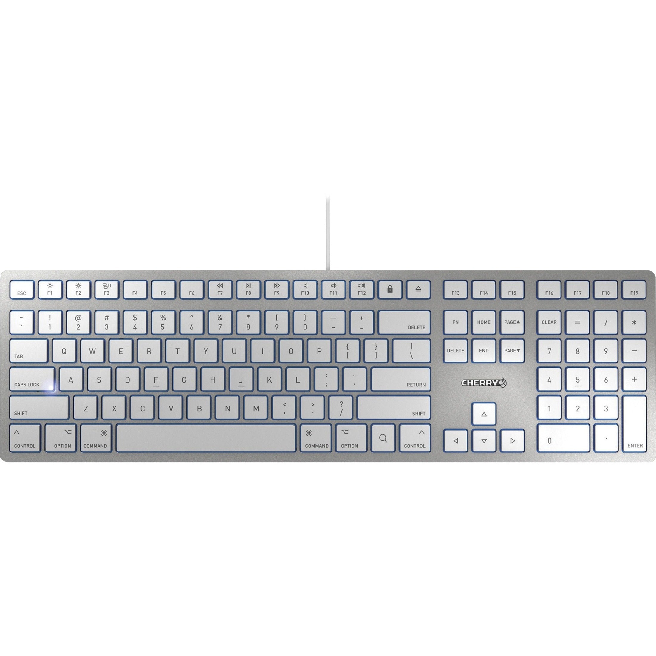CHERRY JK-1610US-1 KC 6000 SLIM Keyboard, Silver/White Wired Keyboard for Mac