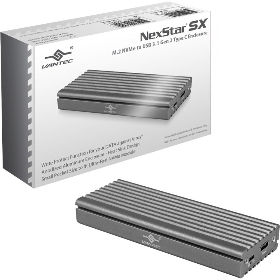 Vantec NST-205C3-SG Nexstar SX M.2 NVMe SSD To USB 3.1 Gen 2 Type C Enclosure, External Drive Enclosure