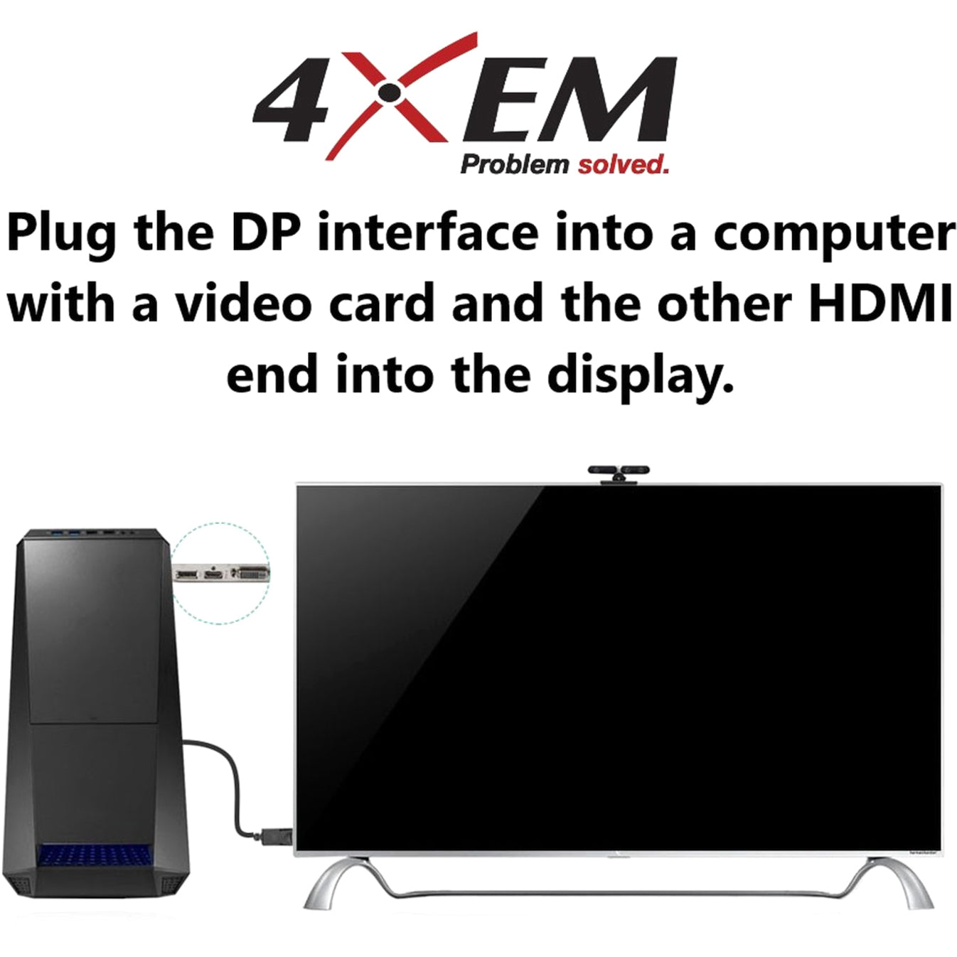 4XEM 4XDPHDMI4K 4K Displayport to HDMI Female Adapter, Eyefinity Technology, Passive, 18 Gbit/s Data Transfer Rate