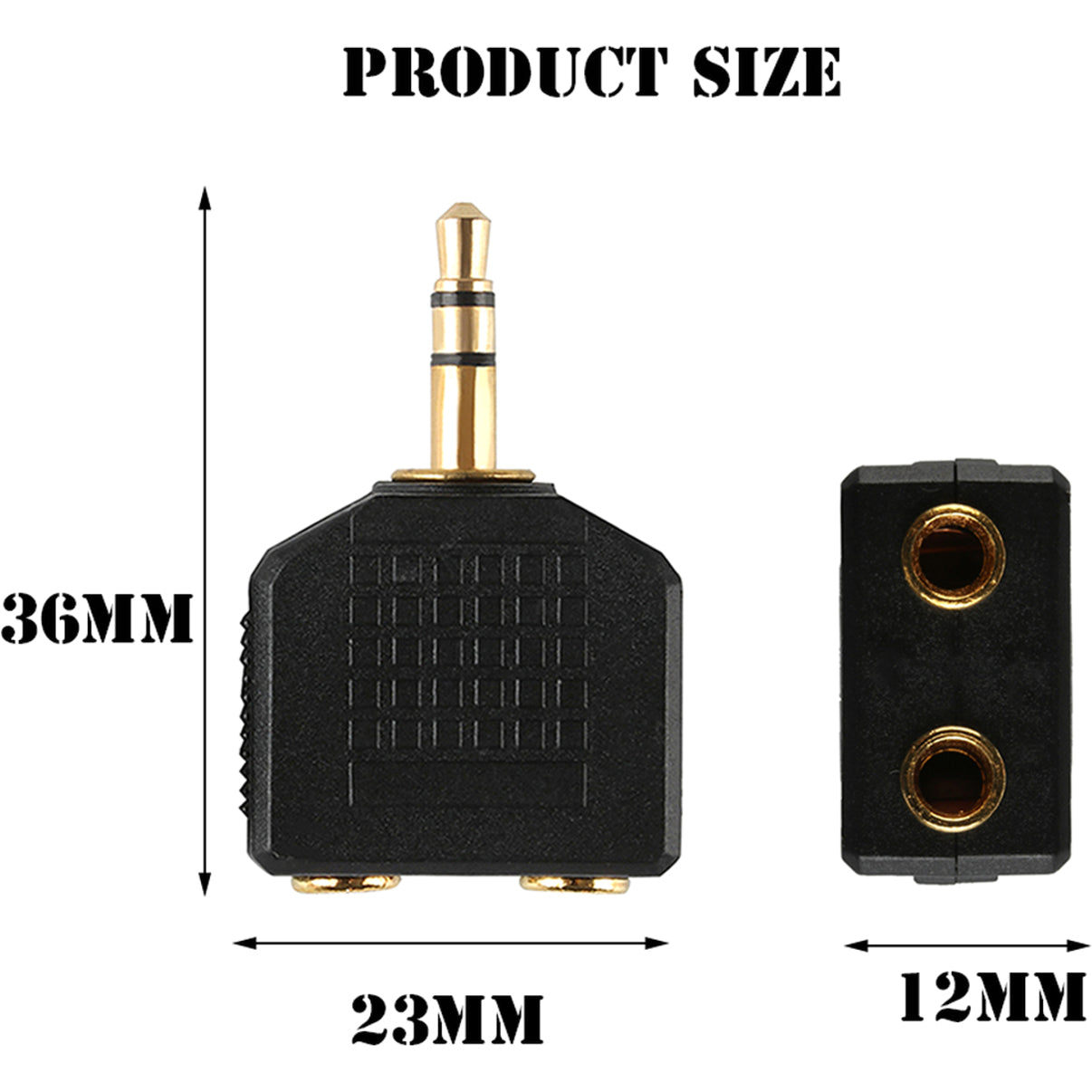 4XEM 4XIJACKBK 3.5mm Mini Jack Headphone Splitter Black, Corrosion Resistance, Rust Resistant, Scratch Resistant
