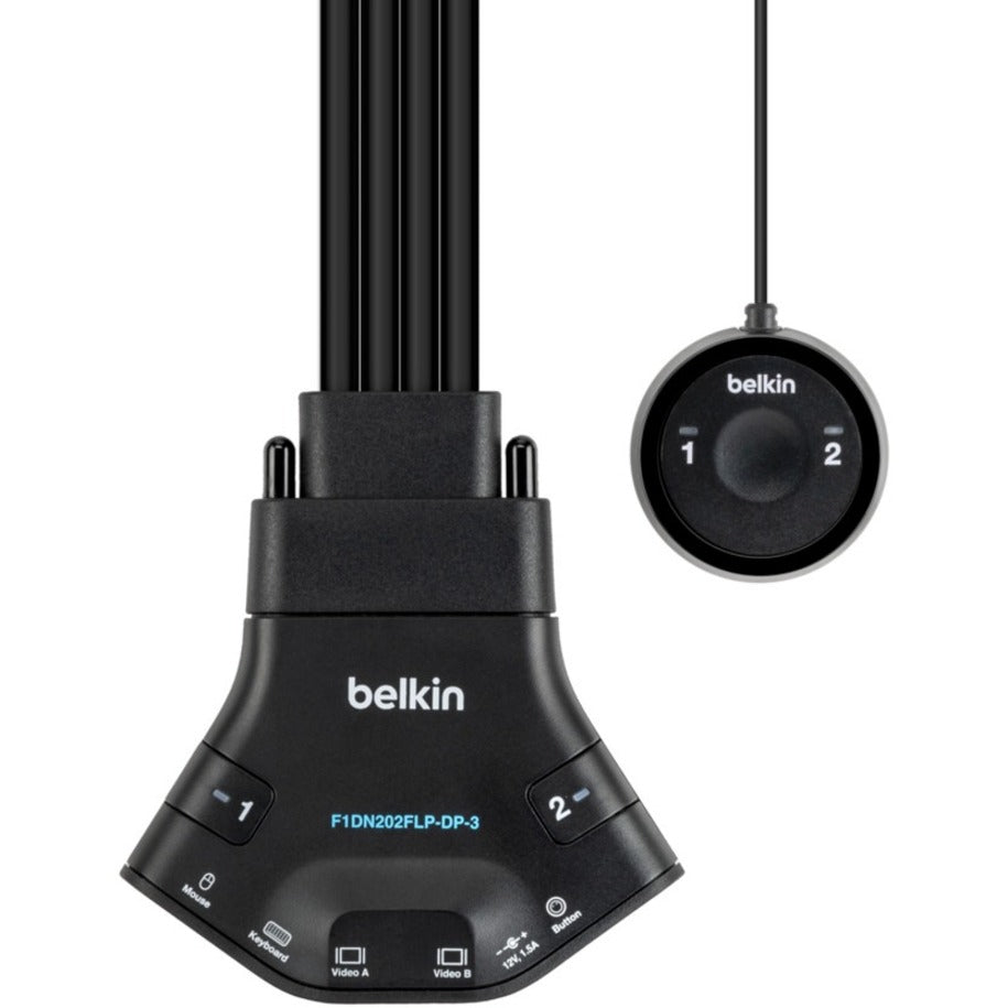 Belkin F1DN202FLP-DP-3 Secure 2-Port Flip DP-to-DP Dual Head KVM with Digital Audio, PP 3.0, 3840 x 2160, TAA Compliant, United States