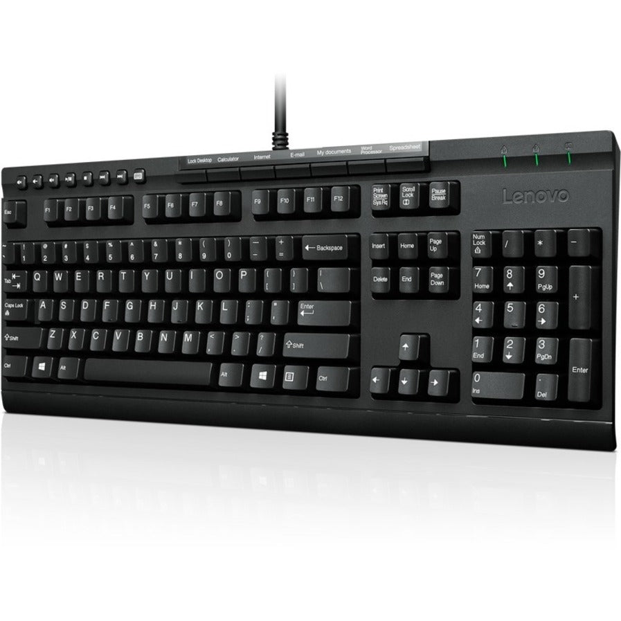 Lenovo 4Y40T11813 Enhanced Performance USB Keyboard Gen II-US English, Multimedia Programmable, Black