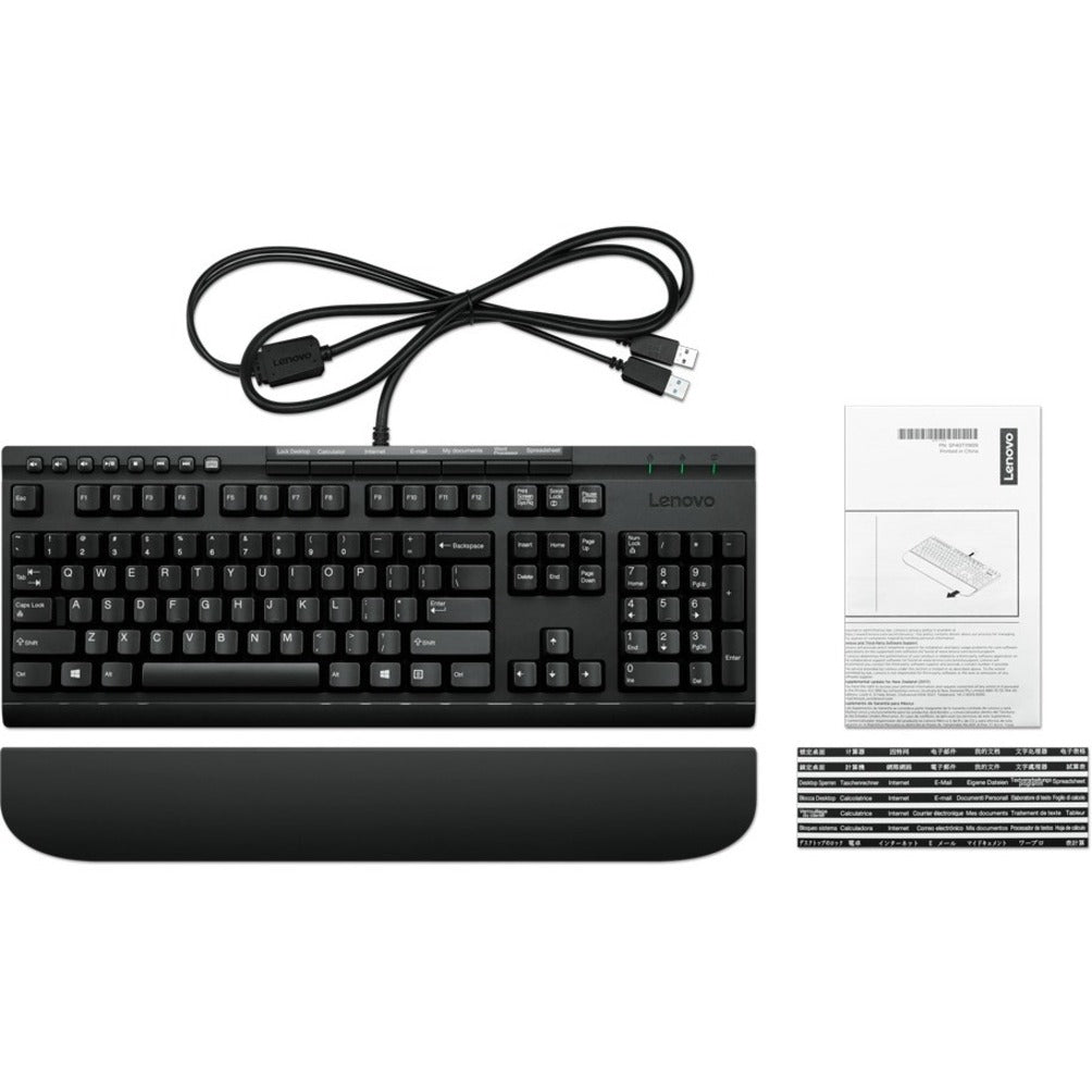 Lenovo 4Y40T11813 Enhanced Performance USB Keyboard Gen II-US English, Multimedia Programmable, Black