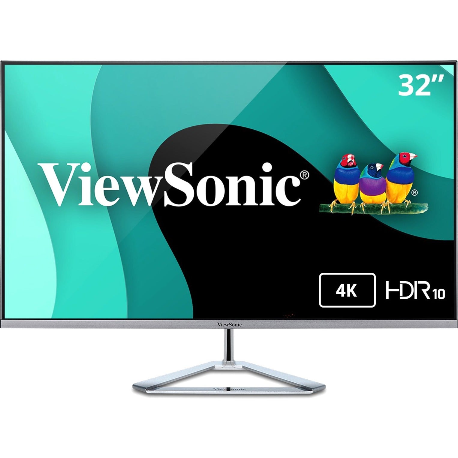 ViewSonic VX3276-4K-MHD 32 LCD Monitor, 4K UHD, MVA Panel, 3840 x 2160 Resolution, Silver
