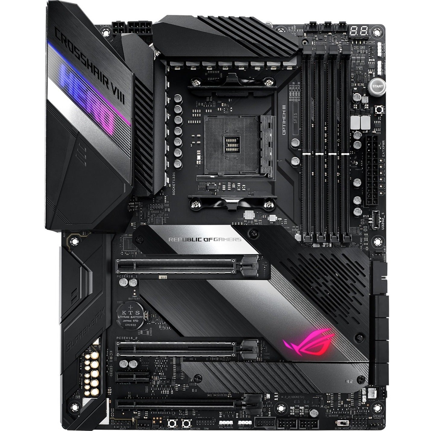 Asus ROG CROSSHAIR VIII HERO WI-FI X570 Desktop Motherboard, AMD Ryzen AM4, 3rd Generation, ATX