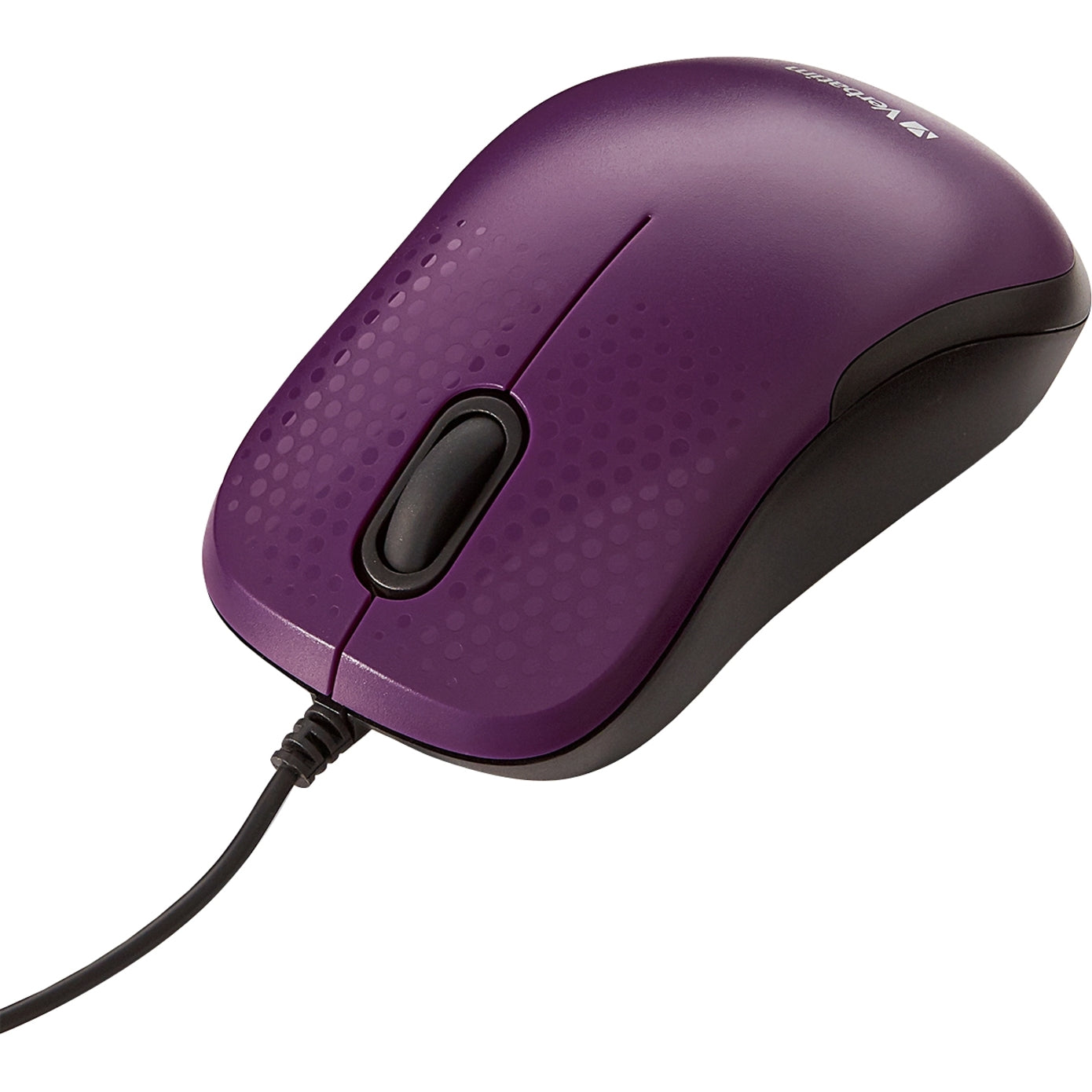 Verbatim 70235 Silent Corded Optical Mouse - Purple, 3 Buttons, 4.92 ft Cable