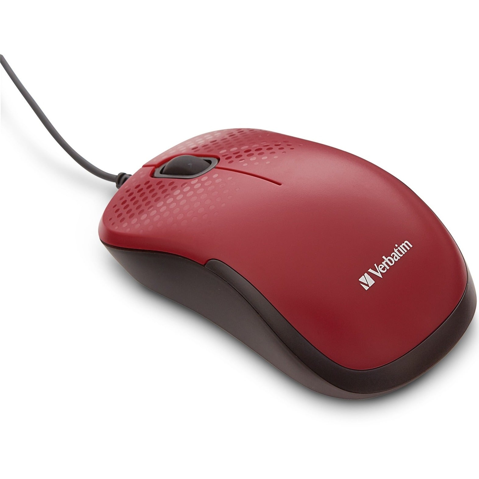 Verbatim 70234 Silent Corded Optical Mouse - Red, 1 Year Warranty, USB Connectivity