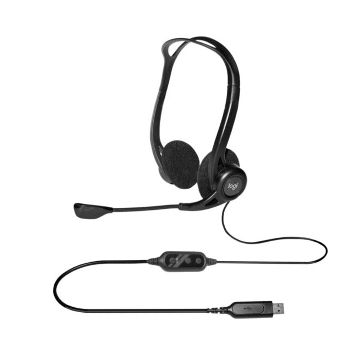 Logitech 981-000836 960 USB Headset, Binaural Over-the-head, 2 Year Warranty, Boom Microphone, Bi-directional Noise Cancelling, Stereo Sound, 7.87 ft Cable Length