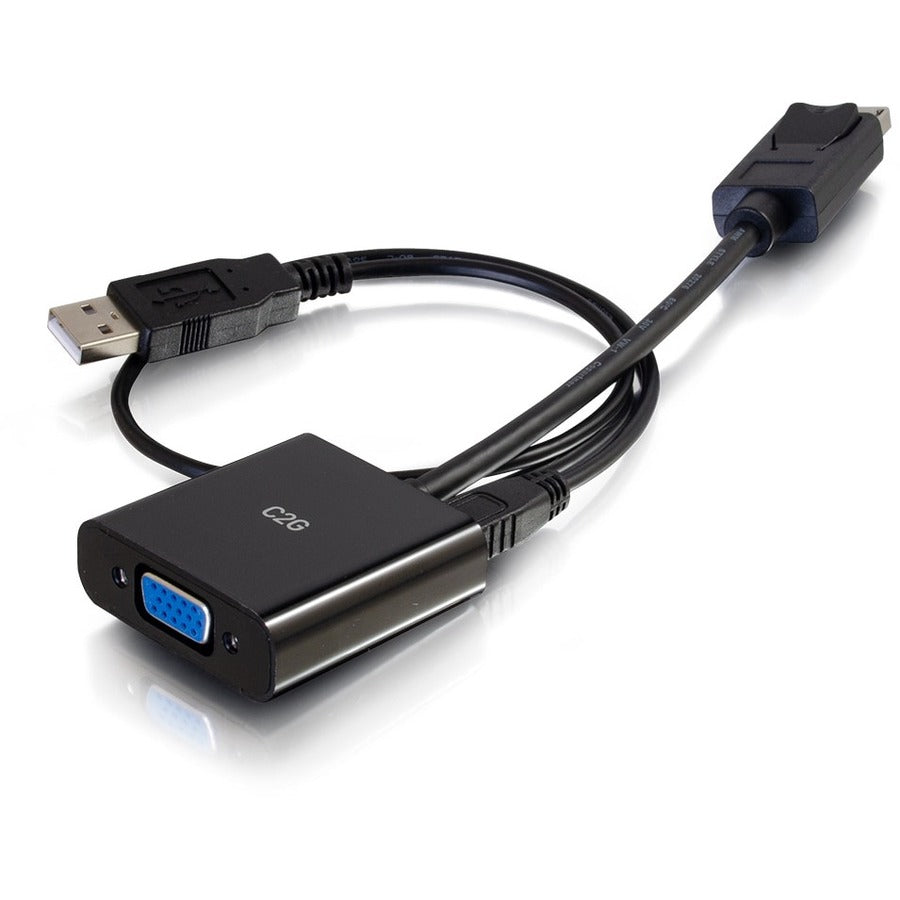 C2G 54682 8in DisplayPort to VGA Adapter with 3.5mm Audio Male to Female, Active, 8" Cable Length