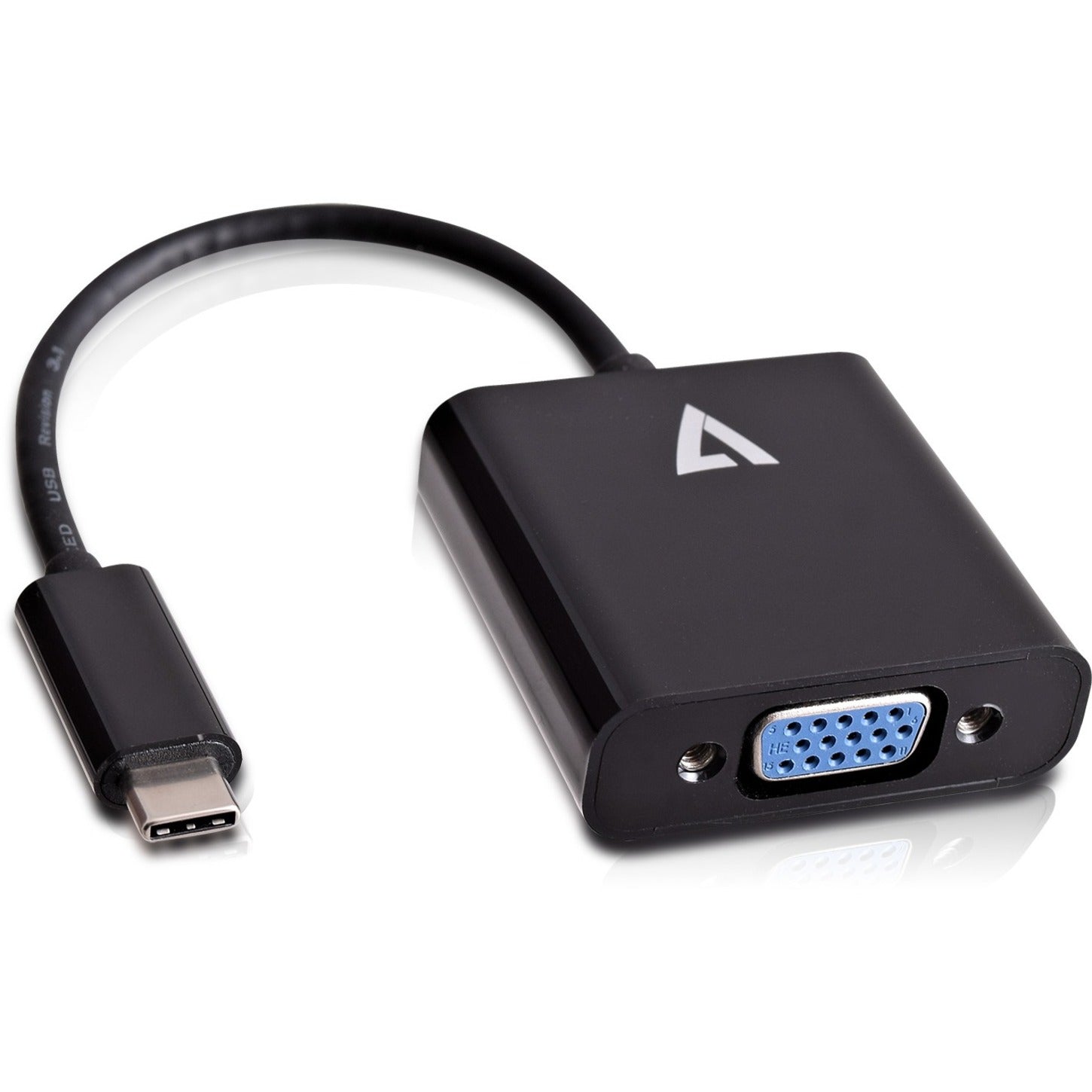 V7 V7UCVGA-BLK-1E Black USB Video Adapter USB-C Male to VGA Female, Plug and Play