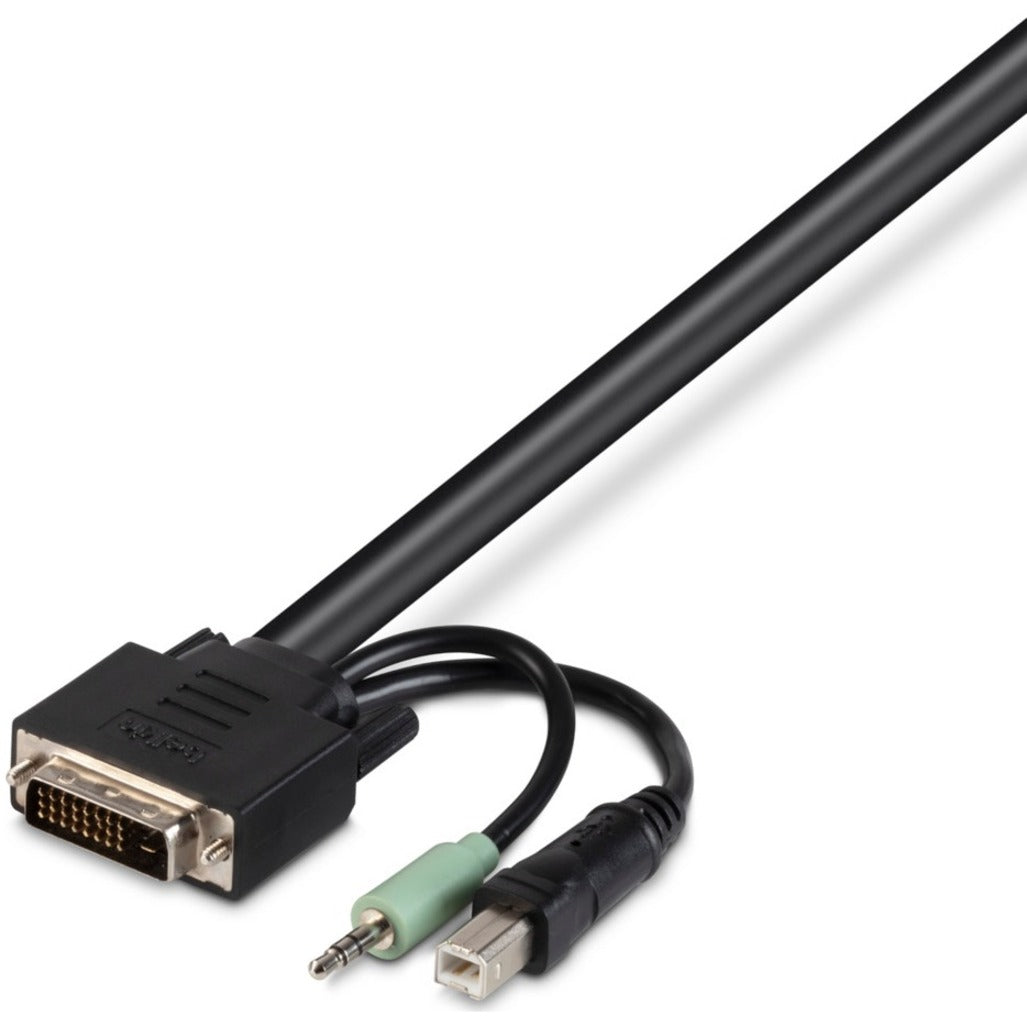 Belkin F1D9012B06T TAA DVI/USB/AUD SKVM CBL, 6ft - Gold Plated Connectors, Passive, Hook & Loop Strap