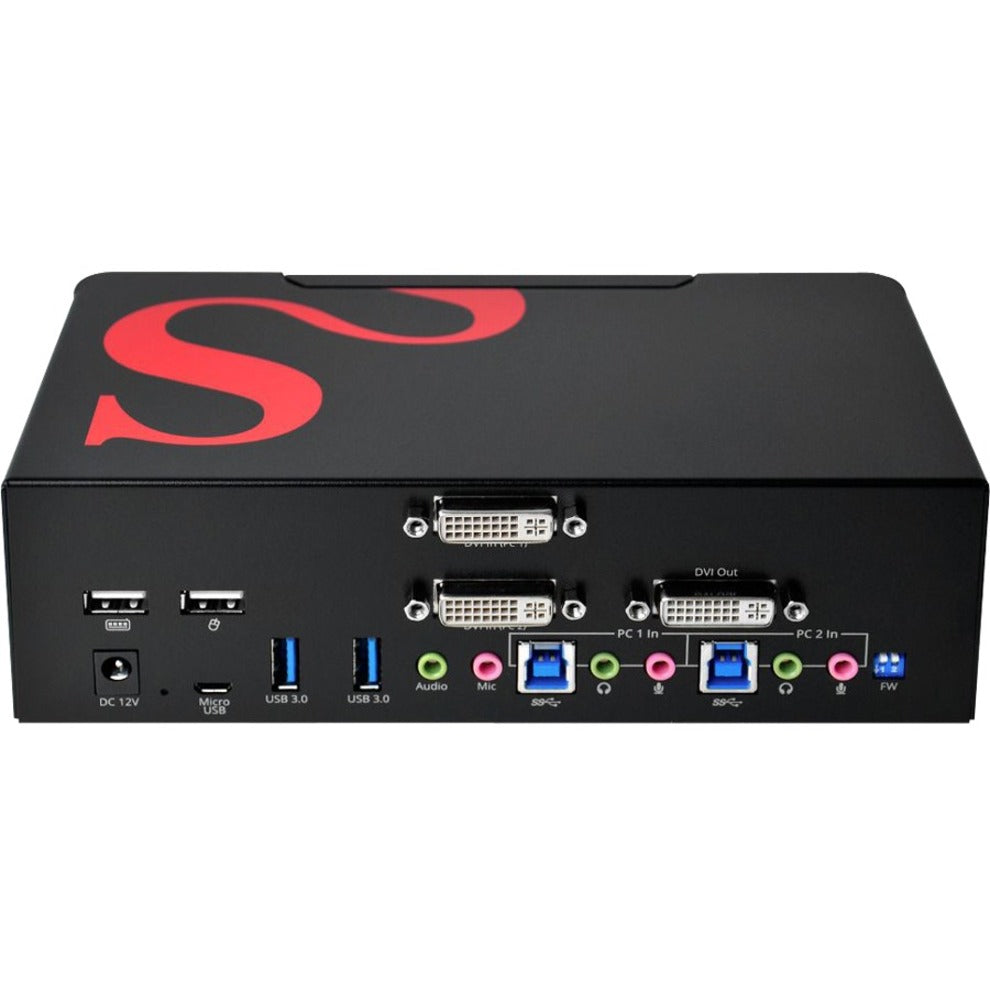 SIIG CE-DV0111-S1 2-Port DVI Dual-Link Smart Console KVM Switch with USB 3.0 and Multimedia Ports, Maximum Video Resolution 3840 x 2400, 3 Year Warranty
