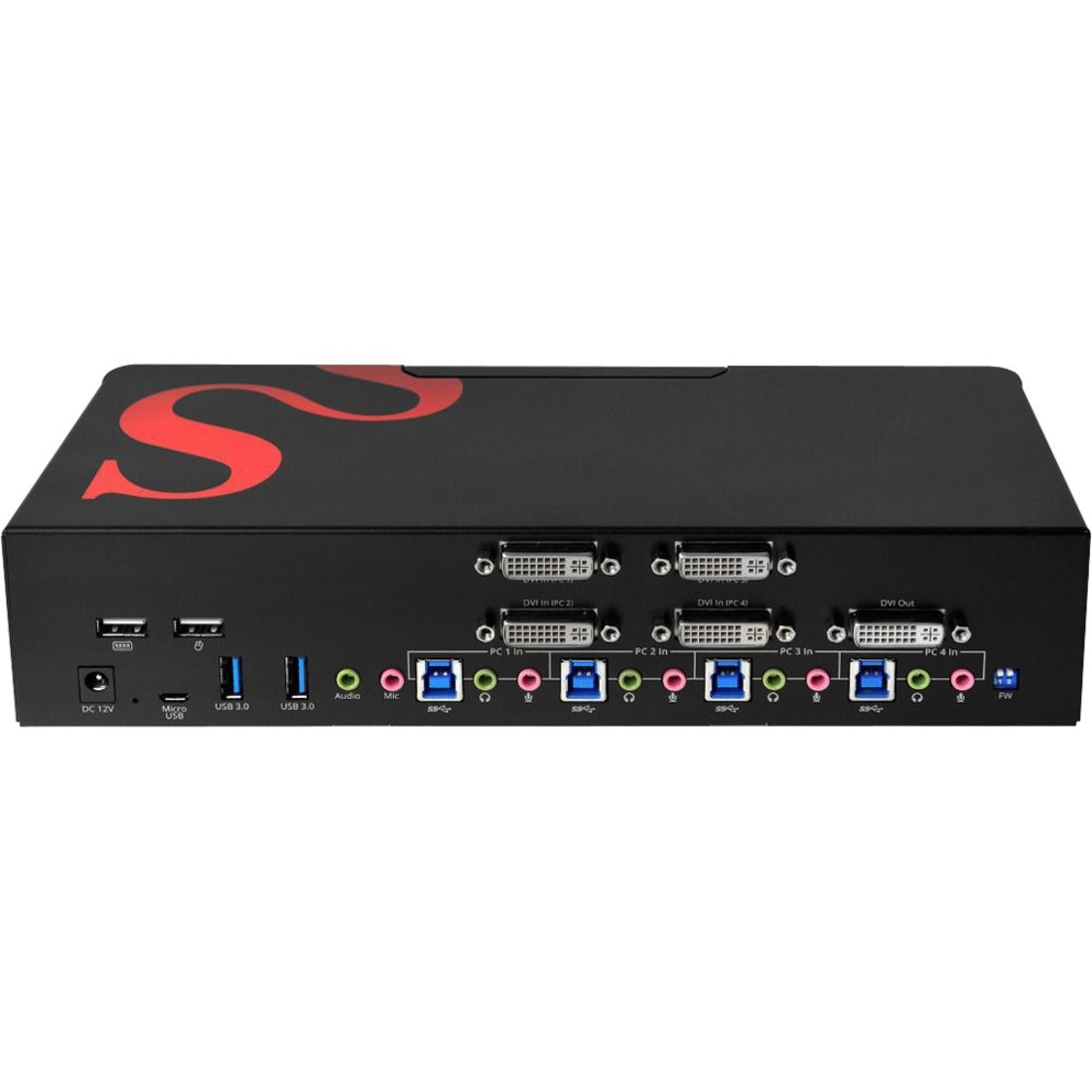 SIIG CE-DV0211-S1 4-Port DVI Dual-Link Smart Console KVM Switch with USB 3.0 and Multimedia Ports, Maximum Video Resolution 3840 x 2400, 3 Year Warranty