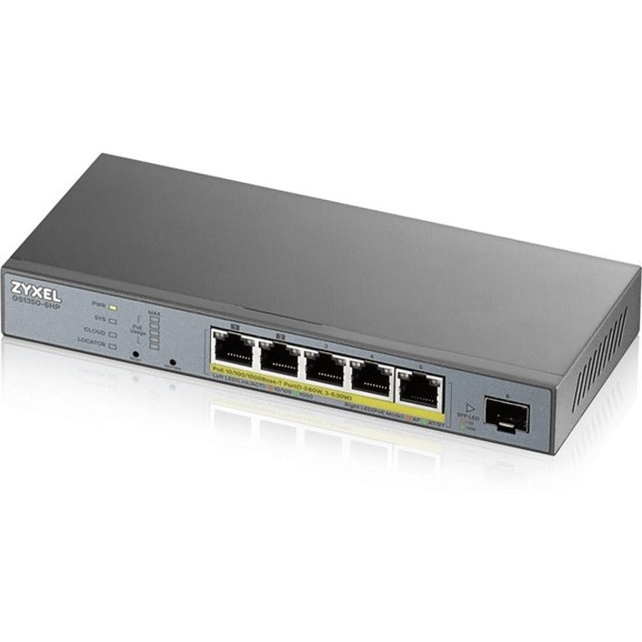 ZYXEL GS1350-6HP 5-port GbE Smart Managed PoE Switch with GbE Uplink, Gigabit Ethernet, 60W PoE Budget