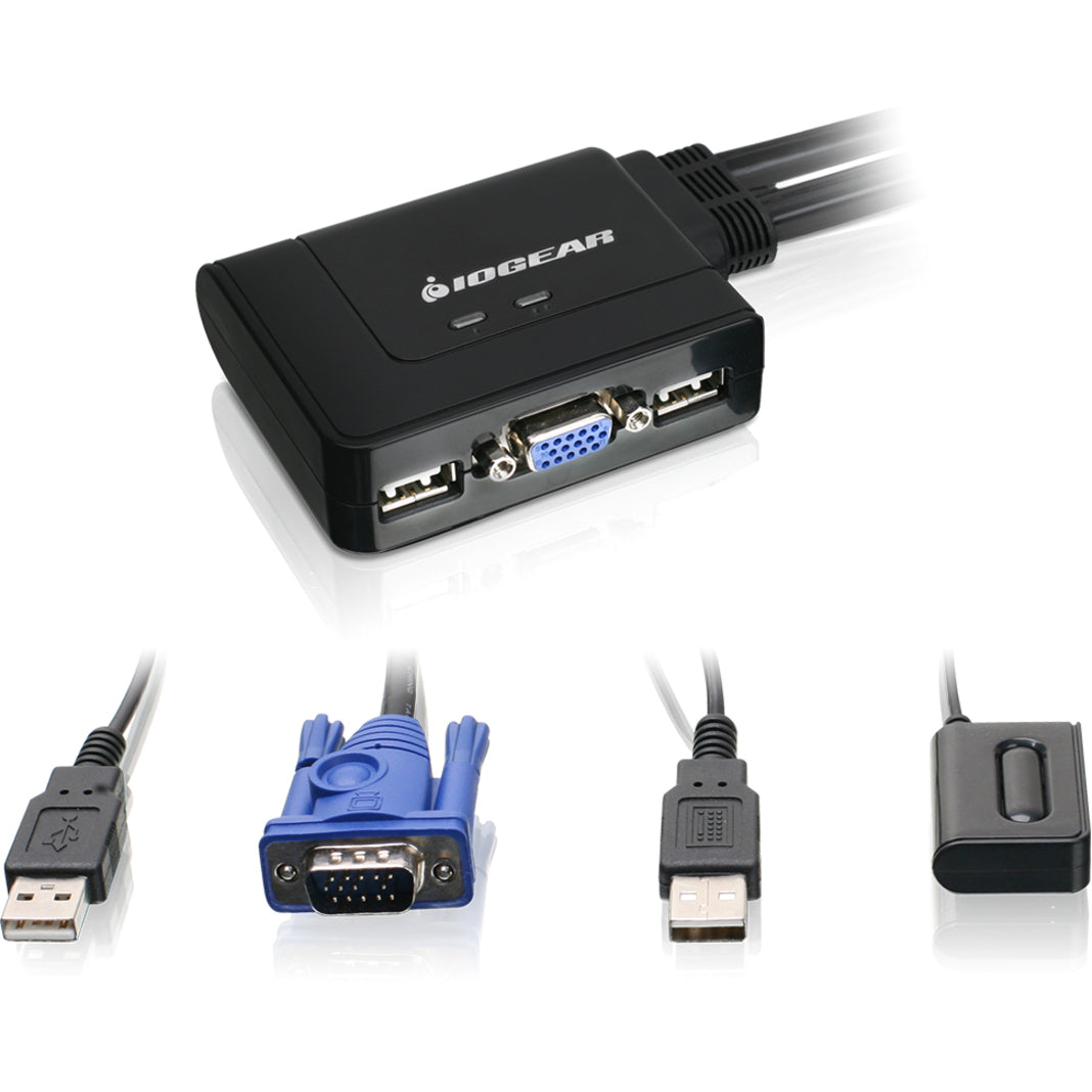 IOGEAR GCS22DPKIT 2-Port VGA and DisplayPort KVM Switch Kit, USB, VGA, DisplayPort, 2048 x 1536 Resolution, 3-Year Warranty