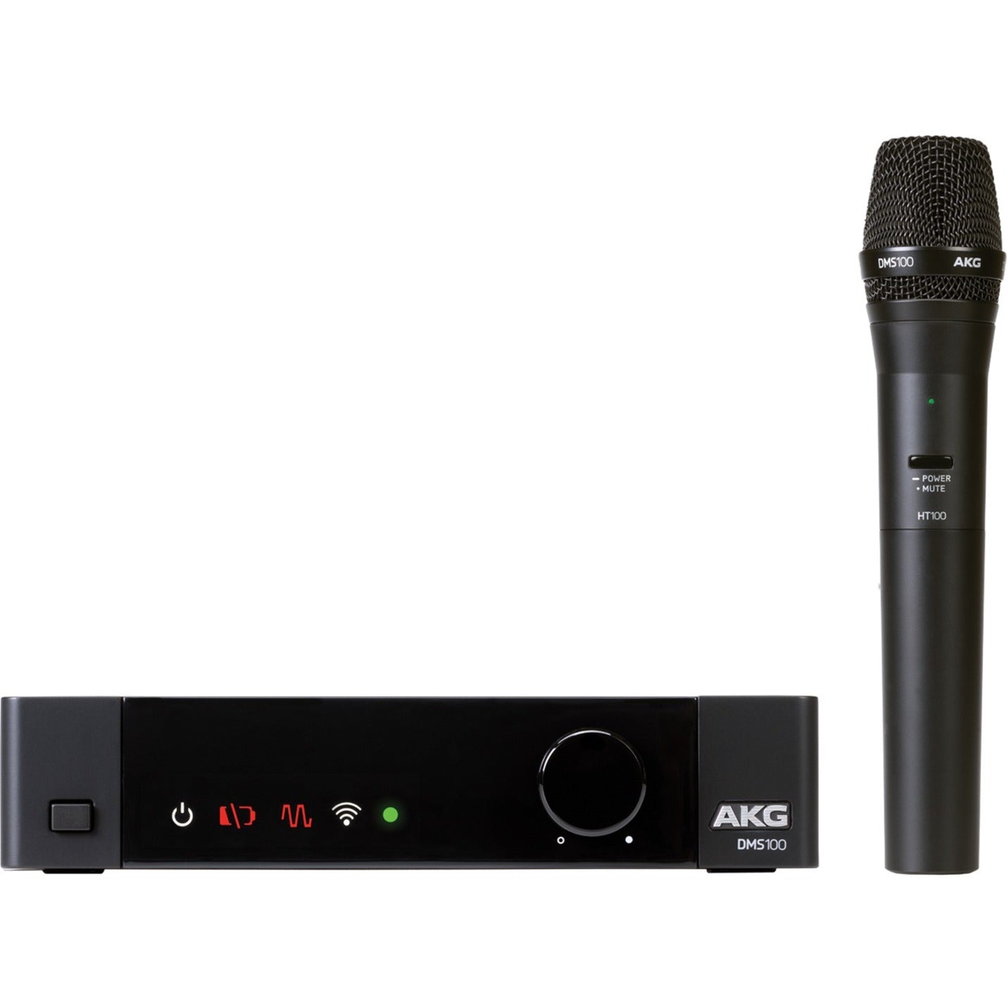 AKG 5100247-00 DMS100 Microphone Set, Wireless Microphone System, 98.43 ft Operating Range, 20 kHz Maximum Frequency Response, 70 Hz Minimum Frequency Response, 2.40 GHz Maximum Operating Frequency, 90 dB(A) Signal to Noise Ratio (SNR A-Weighted)