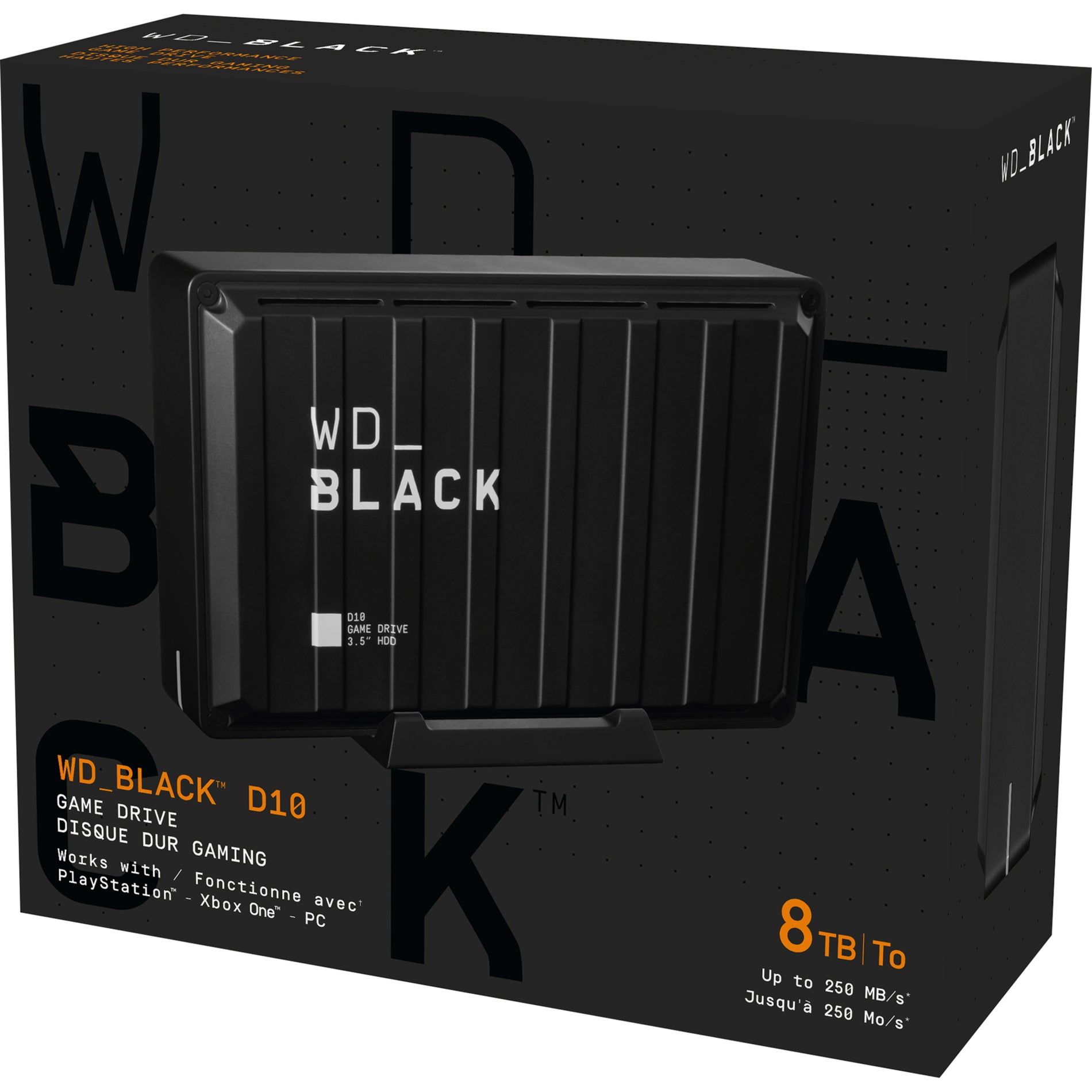 WD WDBA3P0080HBK-NESN Black D10 Game Drive, 8TB Storage Capacity, USB 3.2