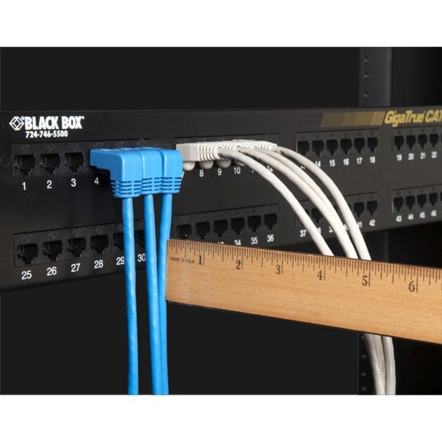 Black Box EVNSL27E-0003-90DD SpaceGAIN Cat.5e UTP Patch Network Cable, Angled Connector, 3 ft, Non-snagless, Molded