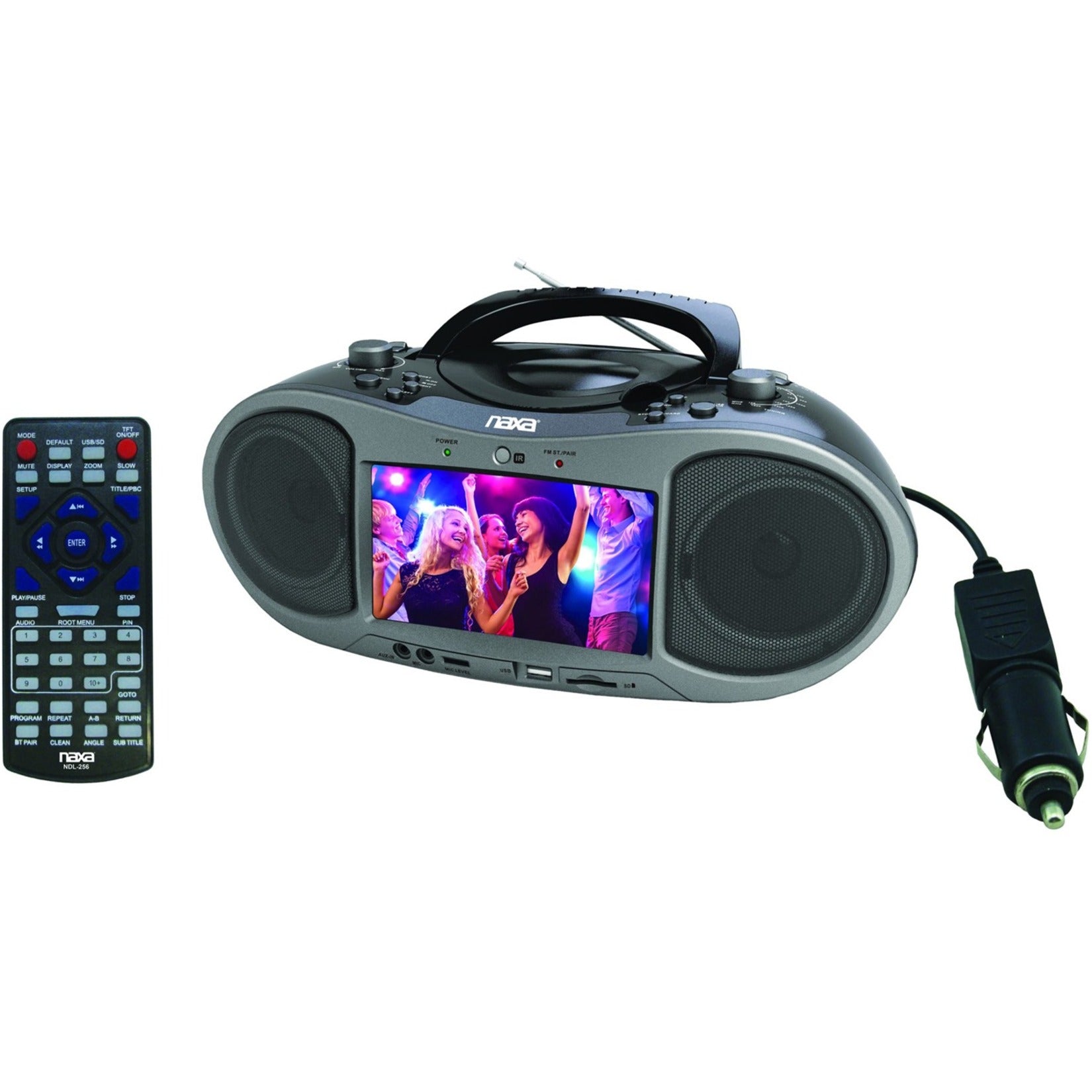Naxa NDL256 7" Bluetooth DVD Player, Portable Radio/DVD Player Boombox