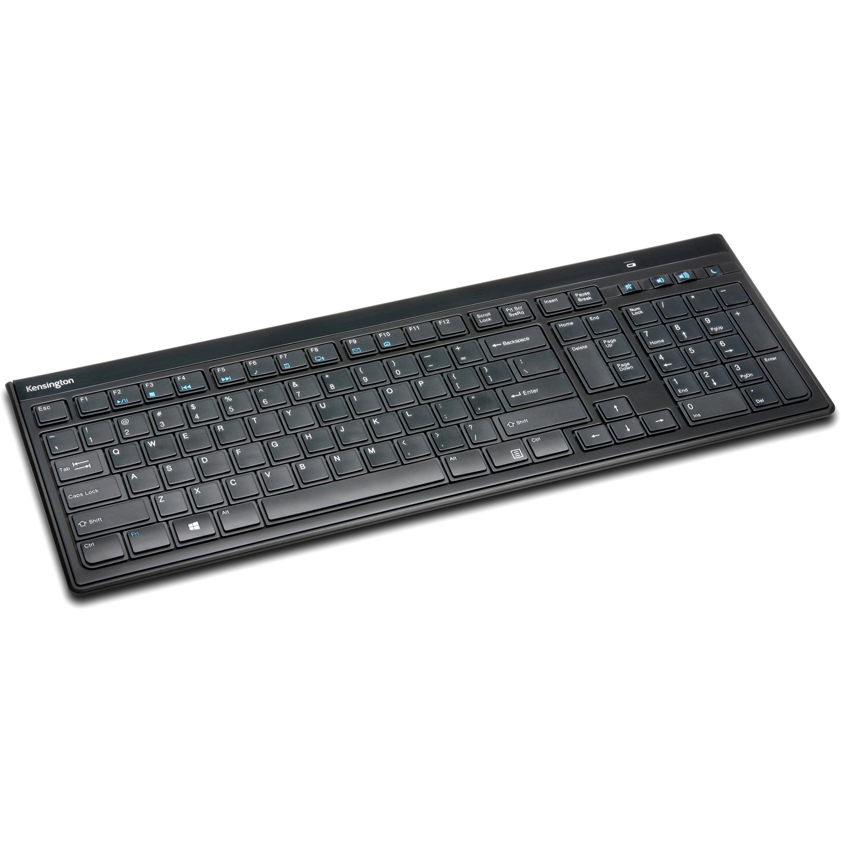 Kensington K72344US SlimType Wireless Keyboard, Ergonomic, Plug & Play, LED Indicator, Adjustable Tilt, Full-size Keyboard, Quiet Keys, Slim