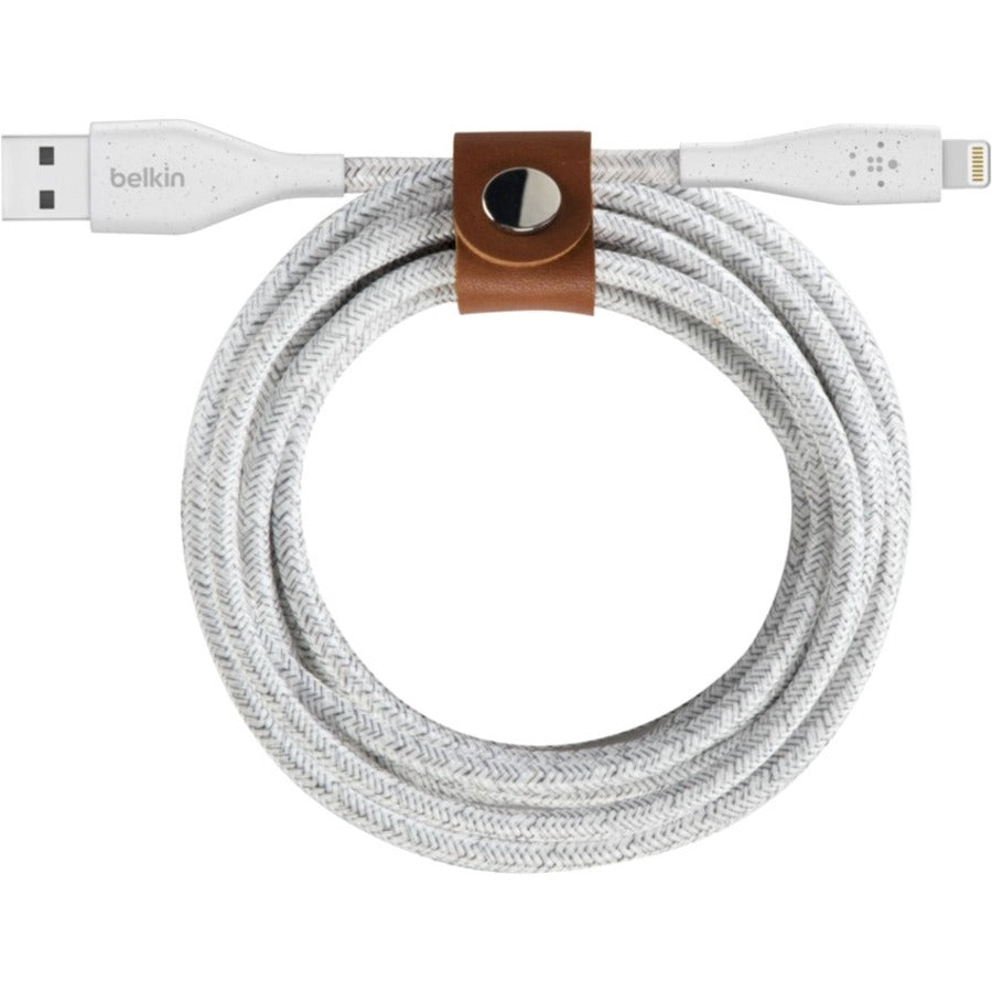 Belkin F8J236BT06-WHT DuraTek Plus Lightning to USB-A Cable with Strap, 6 ft, White
