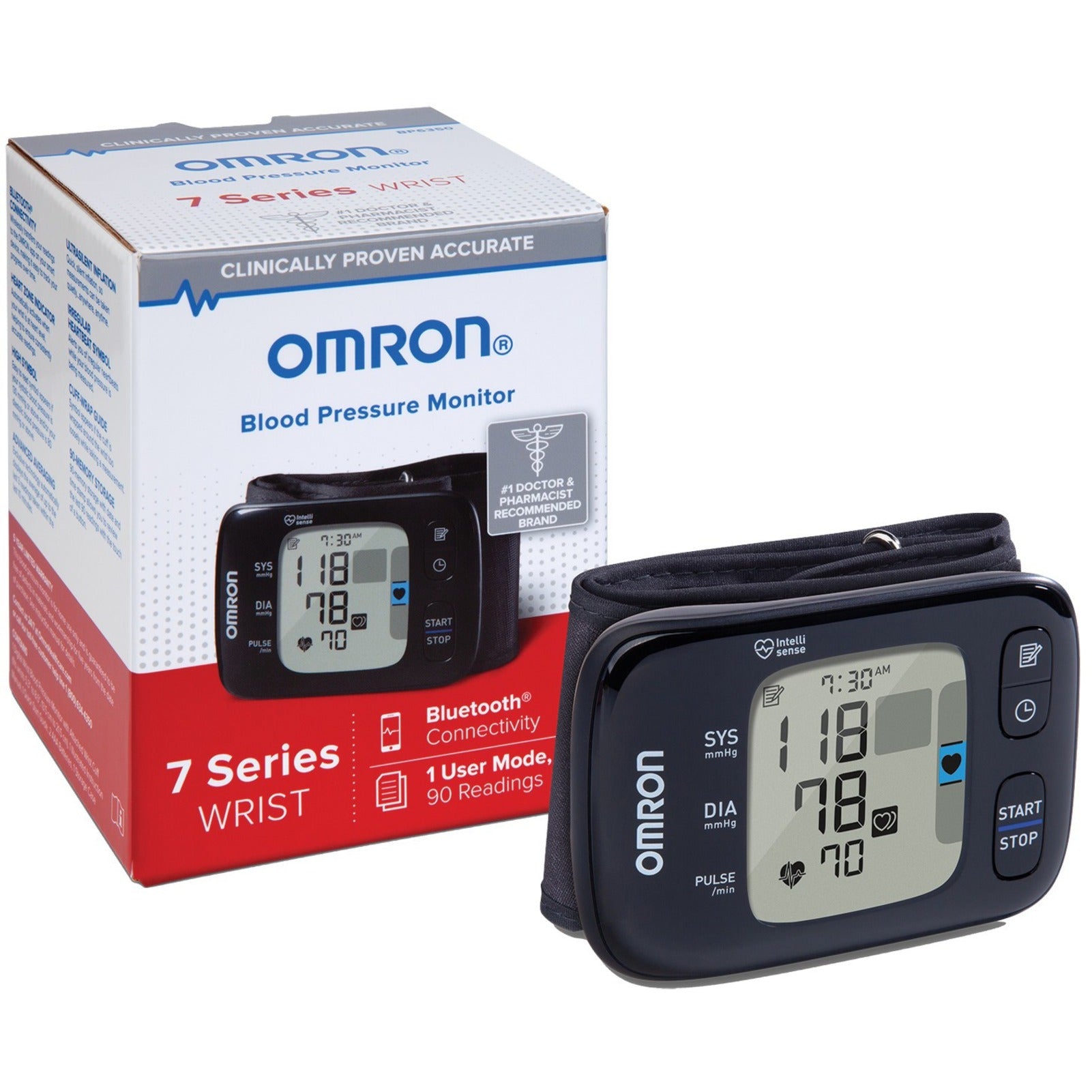 Omron BP6350 7 Series Wireless Wrist Blood Pressure Monitor, Memory Storage, Irregular Heartbeat Detection, Hypertension Indicator, Bluetooth Connectivity