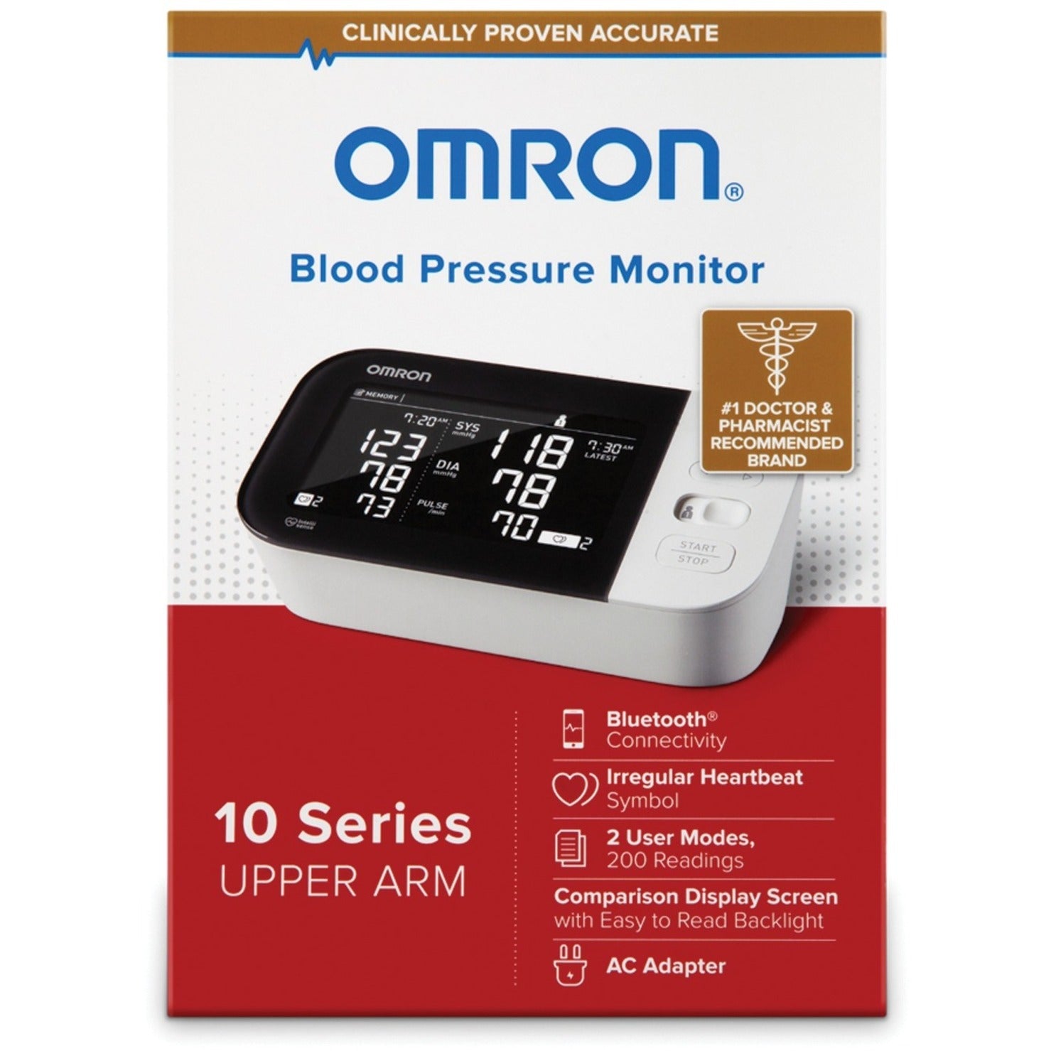 Omron BP7450 10 Series Wireless Oberarm-Blutdruckmessgerät Speicher hintergrundbeleuchtetes digitales Display Erkennung von Herzrhythmusstörungen 