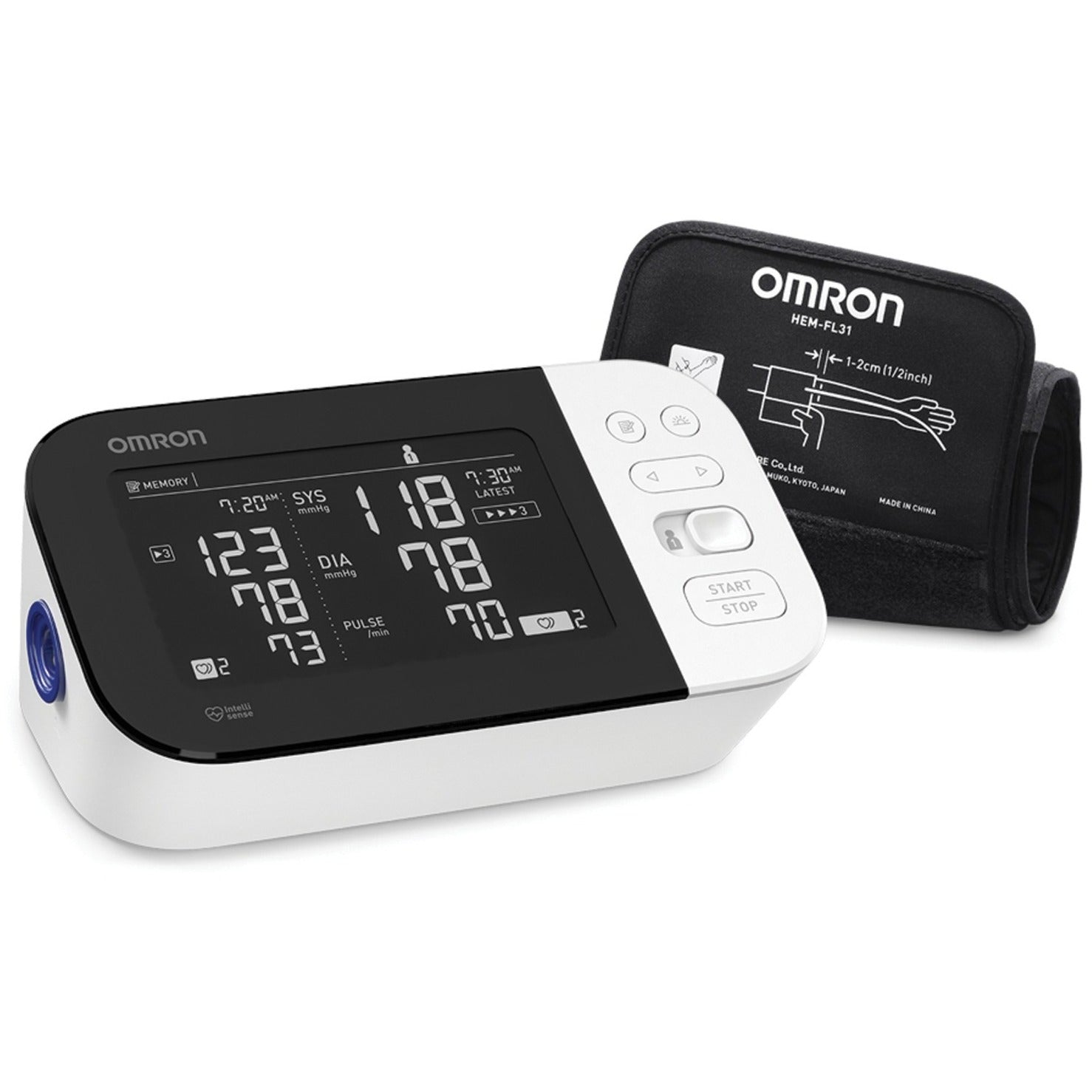 Omron BP7450 10 Series Wireless Oberarm-Blutdruckmessgerät Speicher hintergrundbeleuchtetes digitales Display Erkennung von Herzrhythmusstörungen 