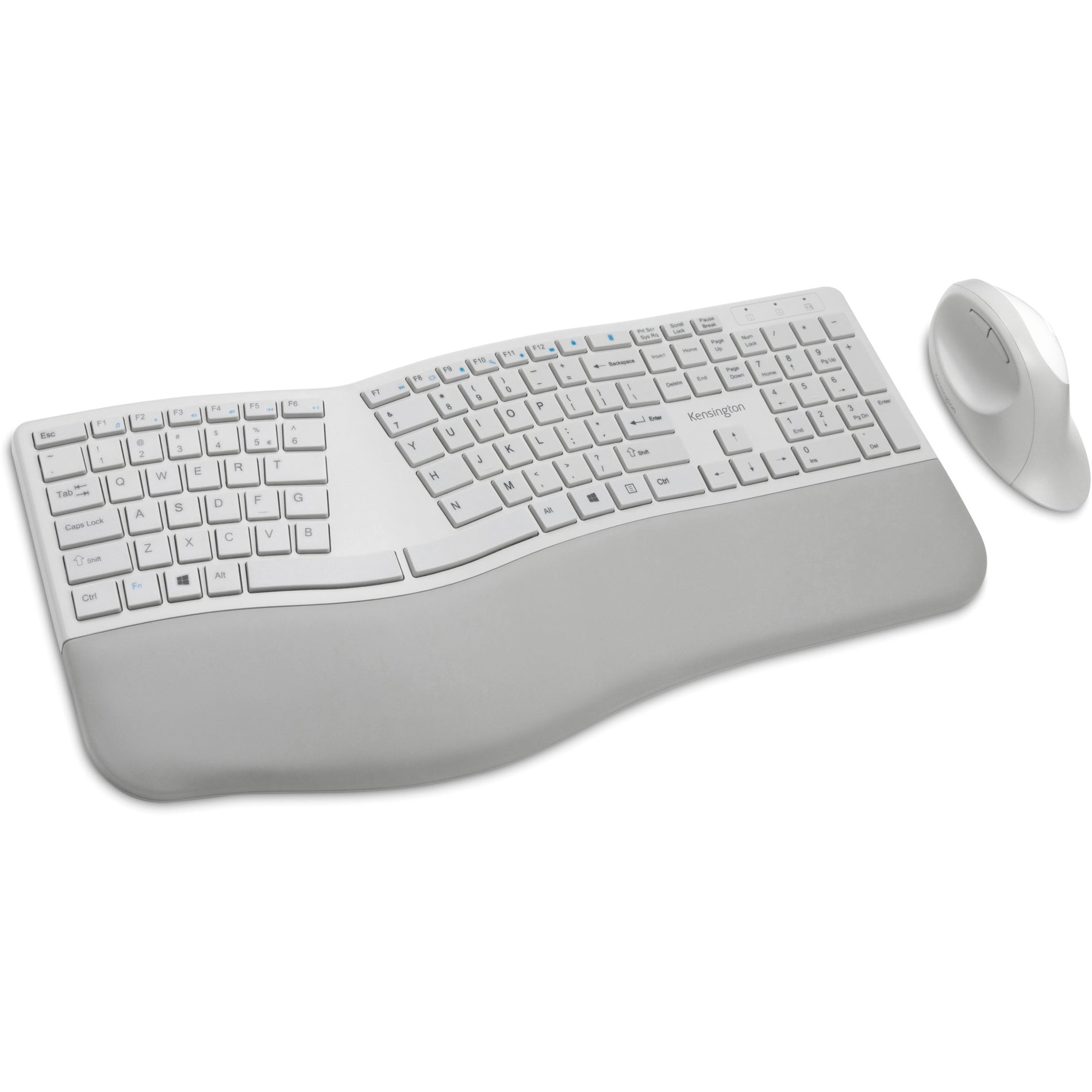 Kensington K75407US Pro Fit Ergo Wireless Keyboard and Mouse-Gray, Ergonomic Split Keyboard, Quiet Keys