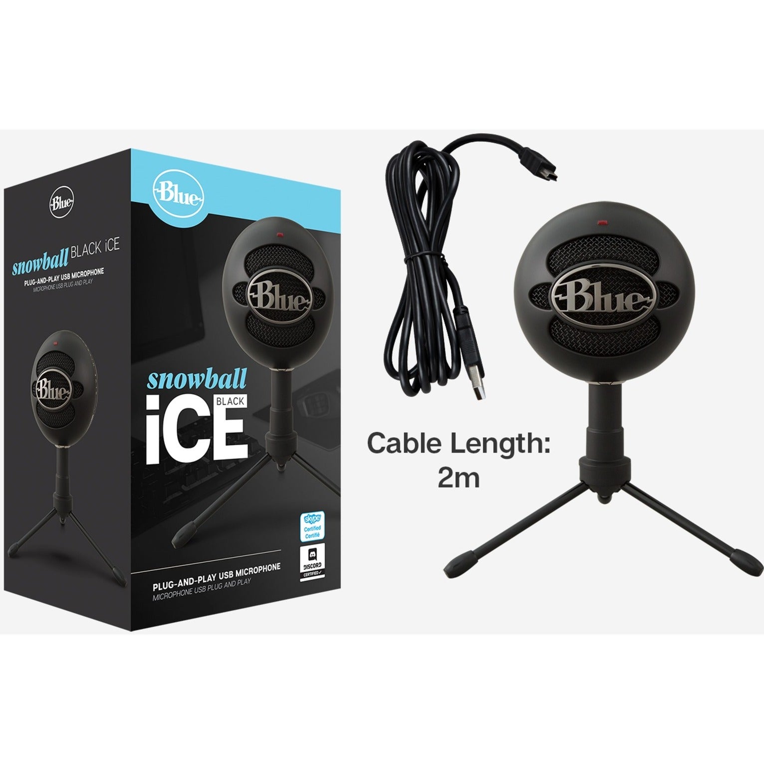 Blue 988-000067 Snowball iCE Plug and Play USB Microphone, Cardioid Condenser, Stand Mountable