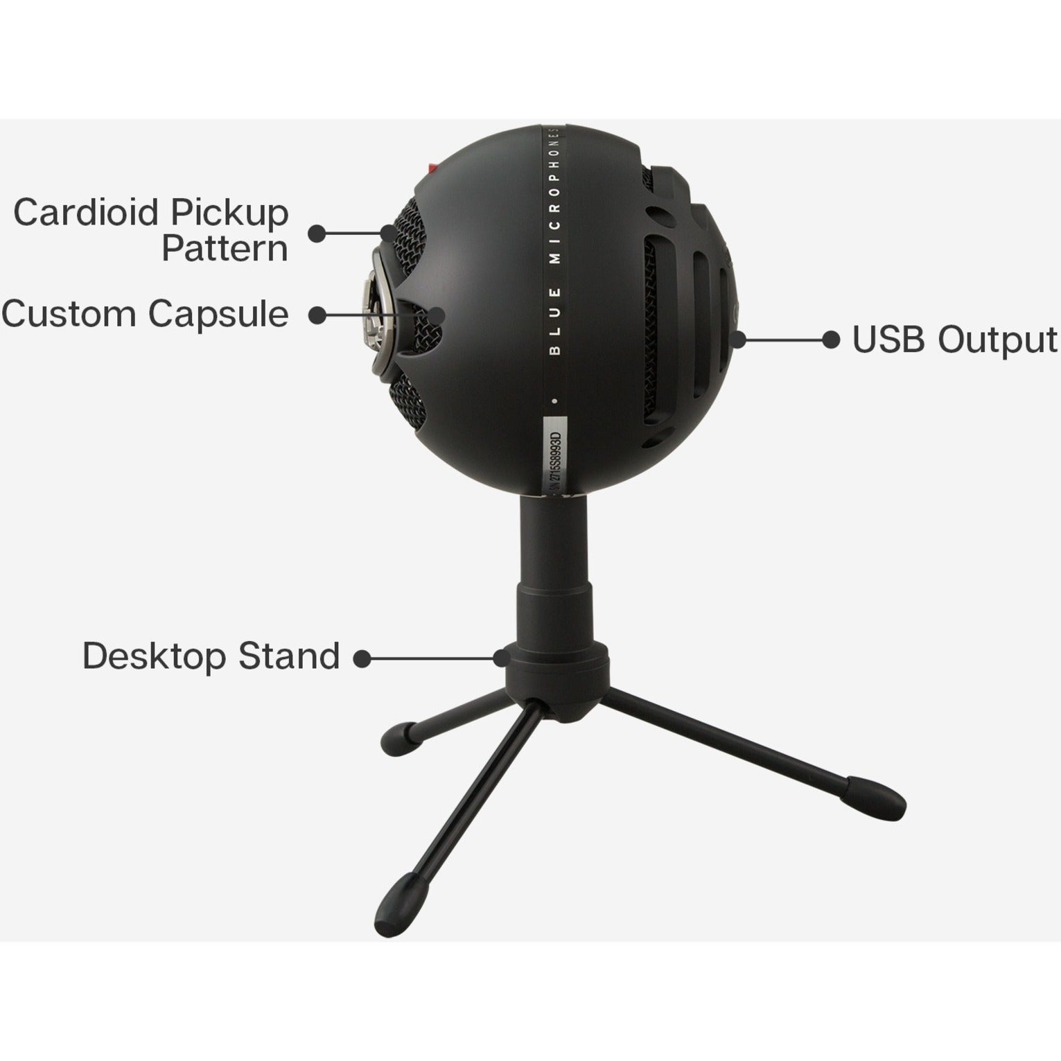 Blue 988-000067 Snowball iCE Plug and Play USB Microphone, Cardioid Condenser, Stand Mountable