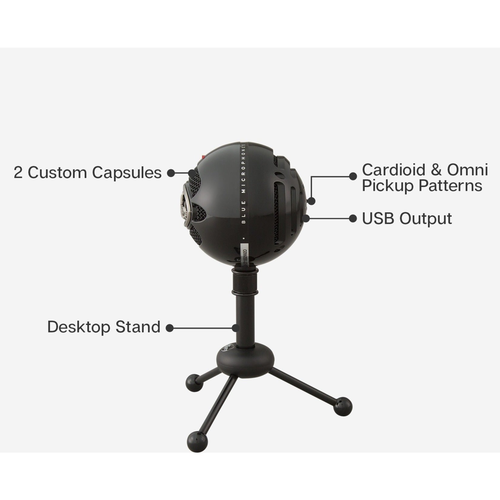 Blue 988-000069 Snowball Classic Studio-Quality USB Microphone, 2 Year Limited Warranty, Cardioid & Omni-directional Polar Pattern, Stand Mountable, Condenser Technology