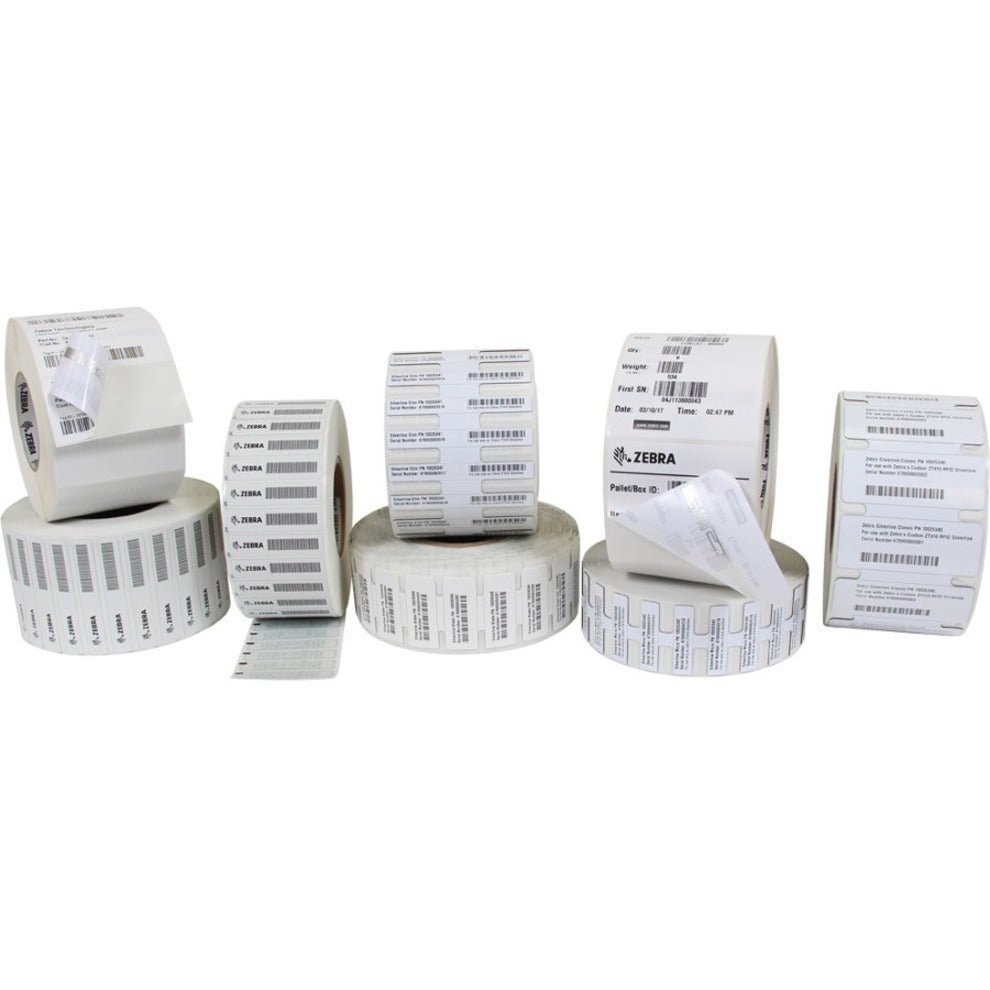 Zebra 10026648 Z-Perform 1500T RFID Label, Non-perforated, Coated Paper, 4" x 2", Permanent Adhesive, 2000 Labels