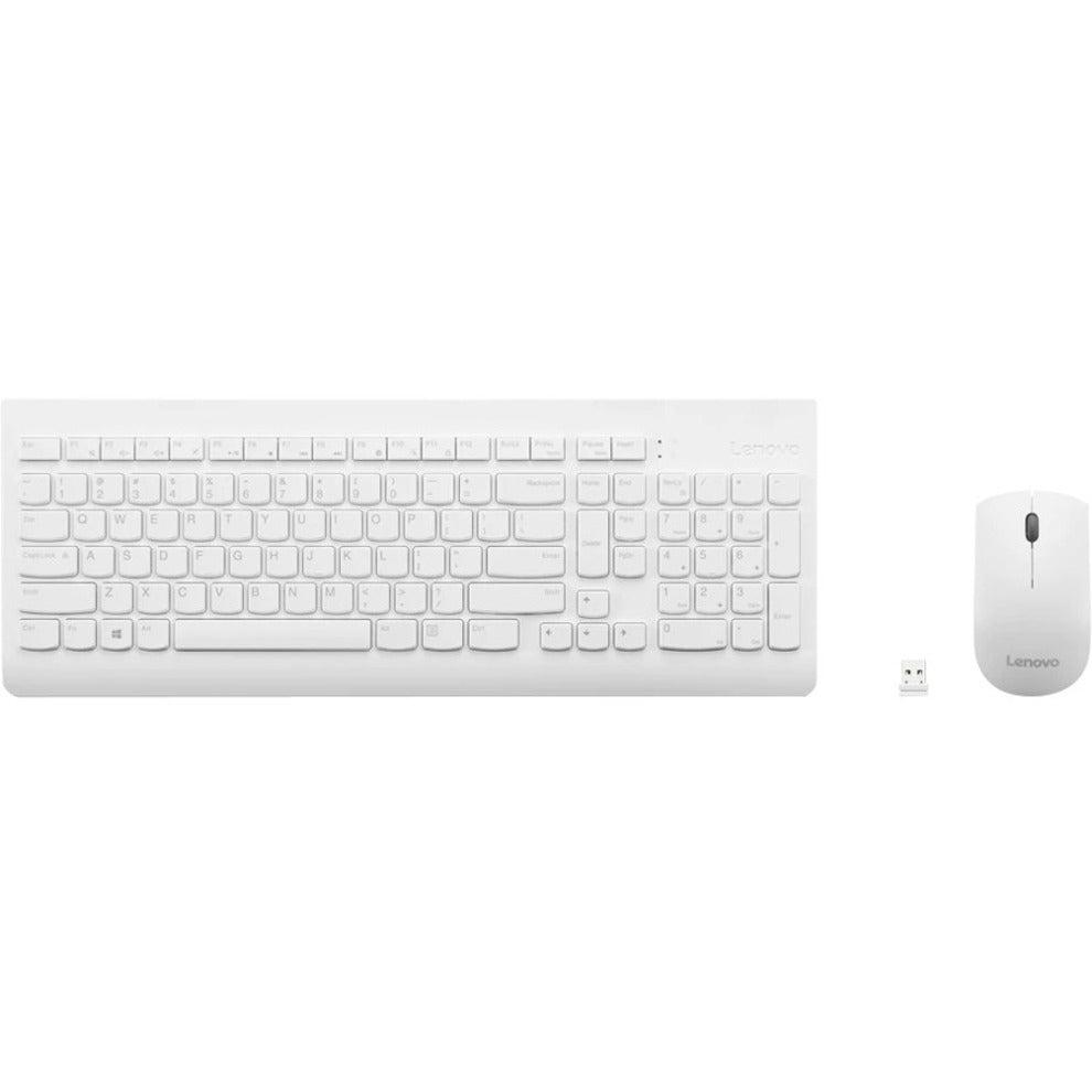 Lenovo GX30W75336 510 Wireless Combo Keyboard & Mouse (White), Spill Resistant, Windows Compatible