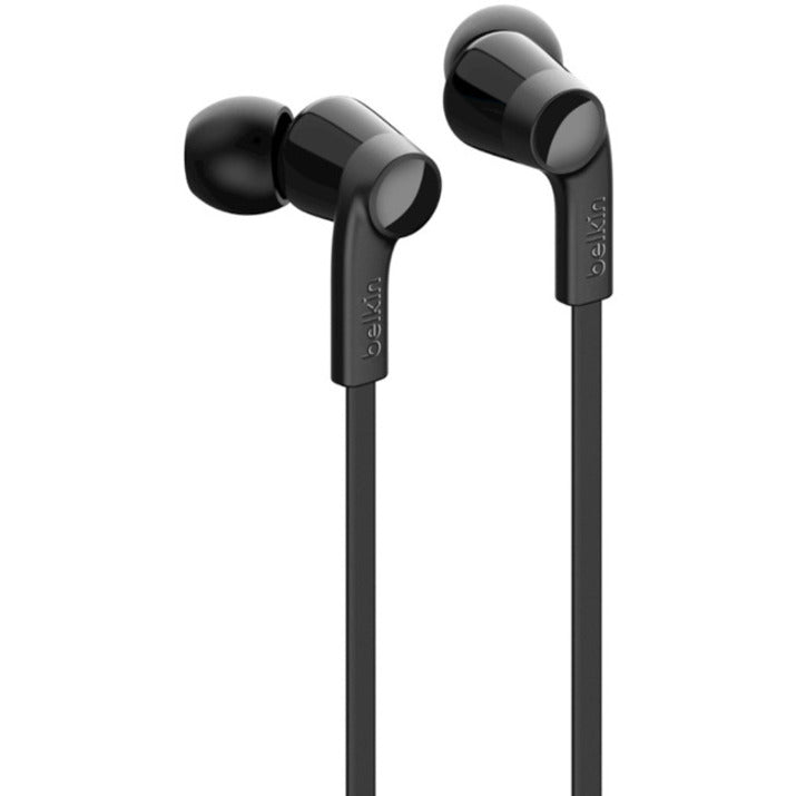 Side profile of Belkin ROCKSTAR earbuds showing angled design-alternate-image5
