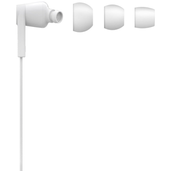 Belkin G3H0001BTWHT ROCKSTAR Headphones with Lightning Connector, Binaural Earbud, 2 Year Warranty, Stereo Sound, 3.67 ft Cable Length, White [Discontinued]