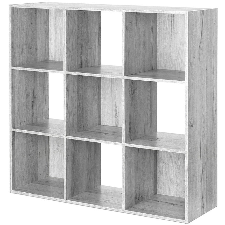 Whitmor 6422-8859-WGY Storage Rack, Stackable, Wood Grain Laminate, 9 Compartments, Gray