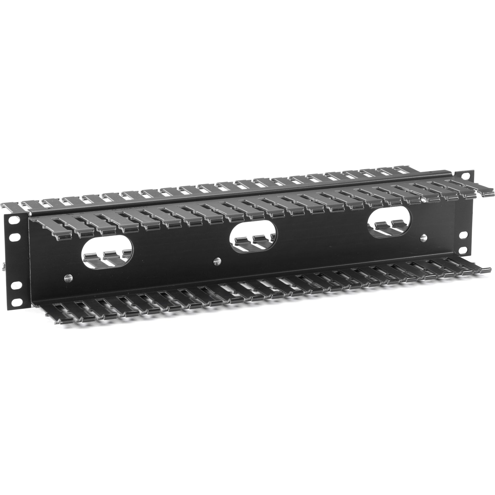Black Box RMT107A 2U Horizontal 19" IT Rackmount Cable Manager Double-Sided Black, TAA Compliant, Lifetime Warranty
