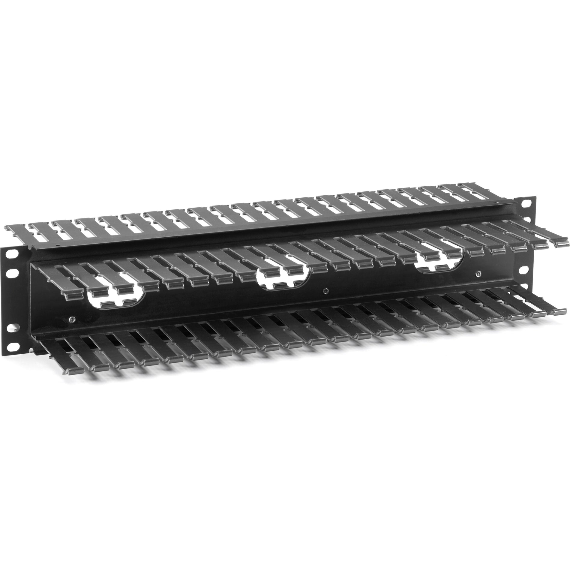 Black Box RMT107A 2U Horizontal 19" IT Rackmount Cable Manager Double-Sided Black, TAA Compliant, Lifetime Warranty